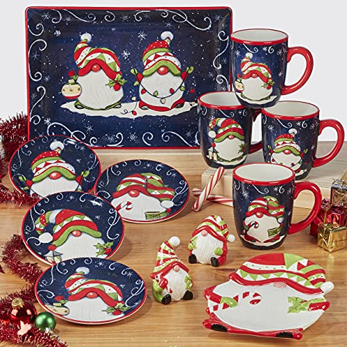 Certified International Holiday Magic Gnomes Rectangular Serving Platter, 14'' X 10'', Multicolor, Large