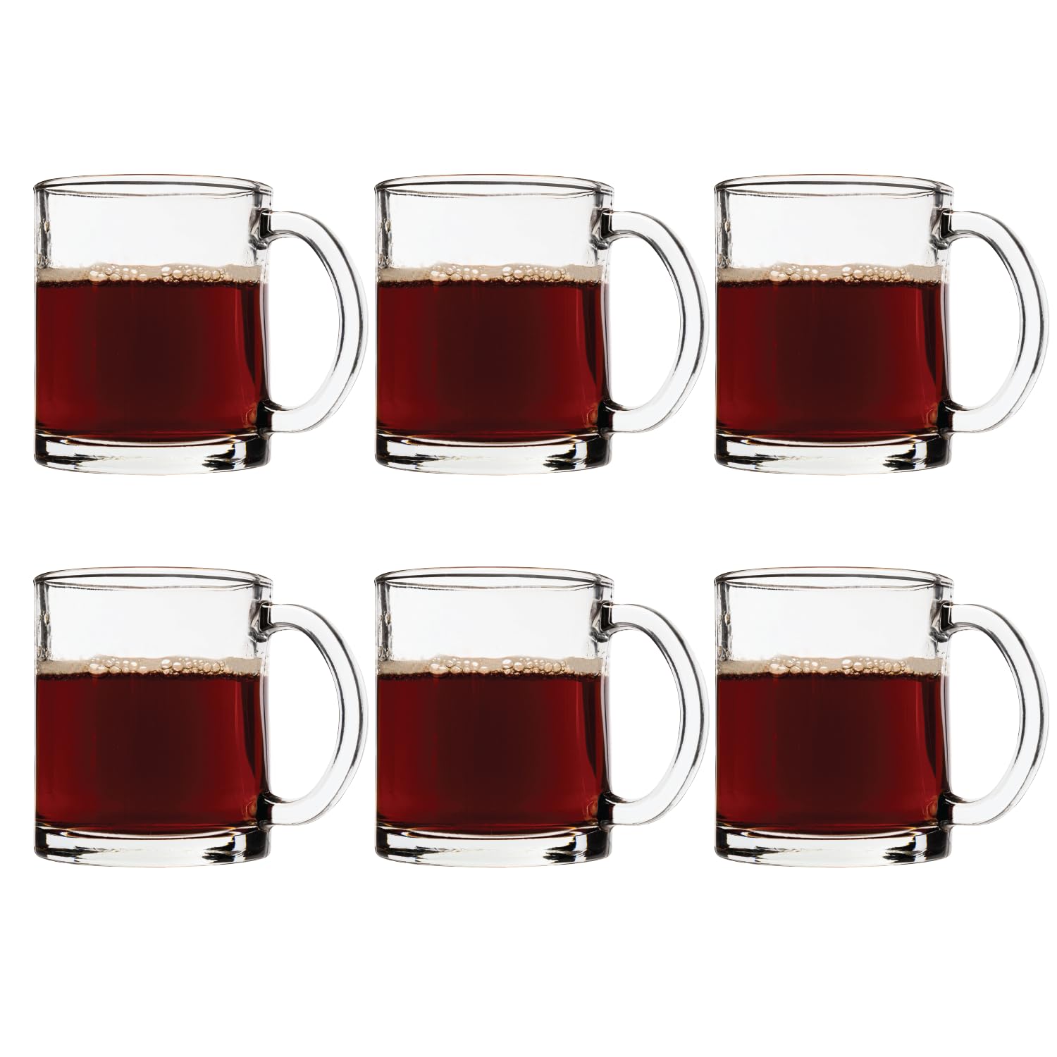 Vikko Glass Coffee Mug, 10.75 Ounce Clear Glass Coffee Mugs, Glass Mug Set Of 6, Microwave And Dishwasher Safe