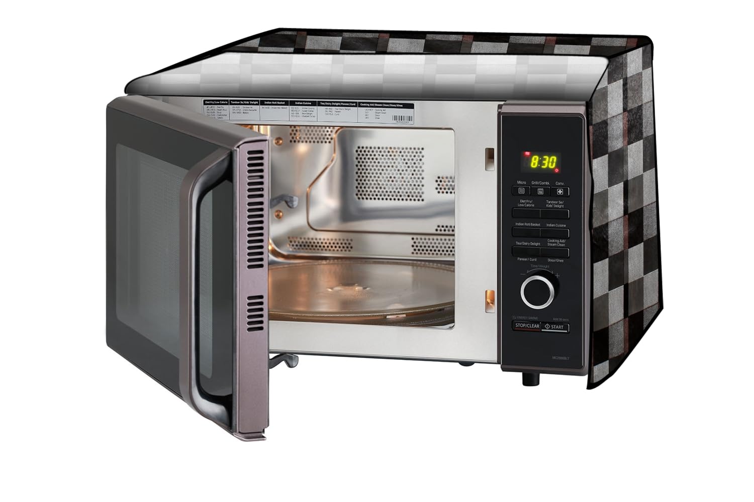 Stylista Microwave Oven Cover Compatible For Ibell 50 Liters Otg Eo50Lgdlx, Dustproof, Stainproof, Wipeable Cover, Chekered Patt