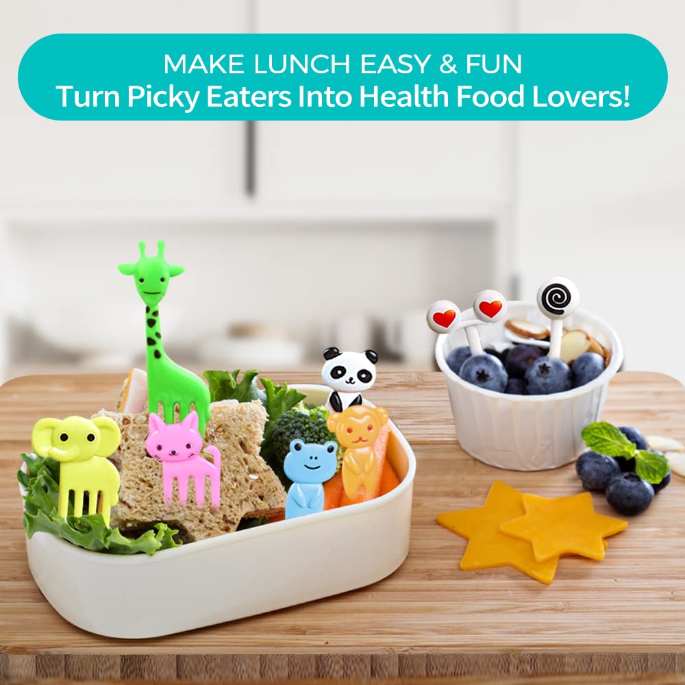 156PCS Animal Food Picks for Kids  FATLODA Fun Bento Picks for Picky Eater  Cute Fruit Food Toothpicks  Lunch Bento Box Accessories for Toddler