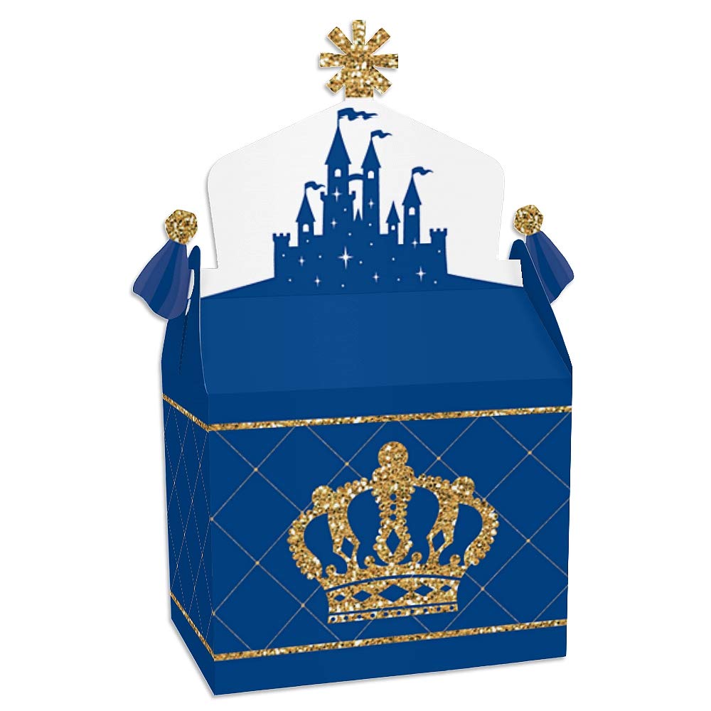 Big Dot Of Happiness Royal Prince Charming - Treat Box Party Favors - Baby Shower Or Birthday Party Goodie Gable Boxes - Set Of