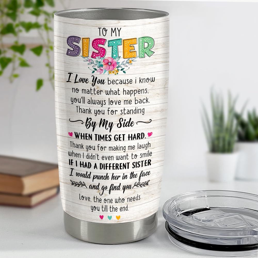 Sandjest Sister Birthday Gifts From Sister Tumbler Life Is Sweeter With A Sister Big Sister- 20Oz Stainless Steel Insulated Trav