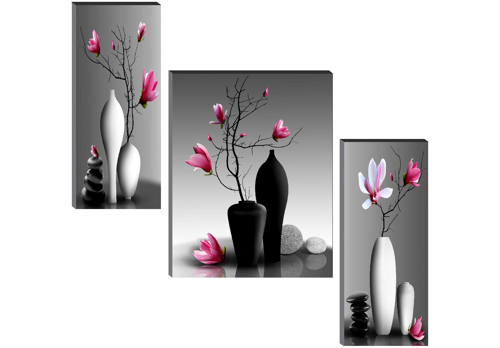 Saf Sanfjm31370 Mdf Board With Uv Textured Beautiful Flower Pot Self Adhesive Wall Painting (Set Of 3, 18'' X 12'', Multicolor)