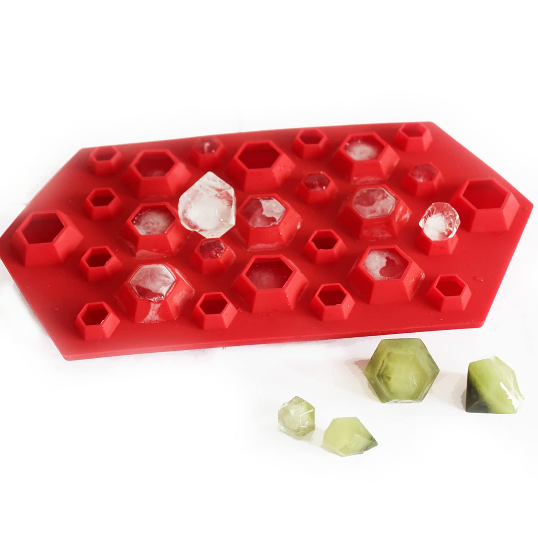 X-Haibei 3D Diamonds Small Gem Cool Ice Cube Jello Candy Epoxy Plaste Chocolate Silicone Mold Dia. 1.3inch / 0.7inch