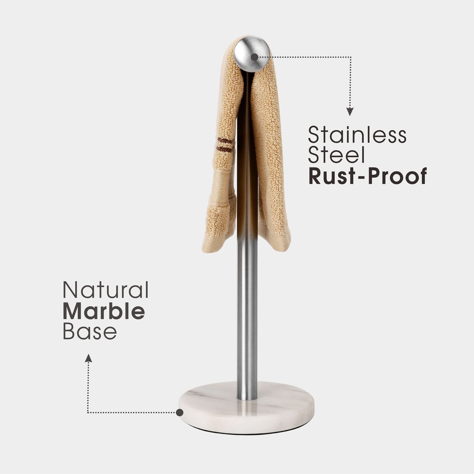 Songtec Hand Towel Holder Stand, Fingertip Towel Rack With Heavy Marble Base, Accessories Jewelry Stand (Marble Base, Brushed Ni