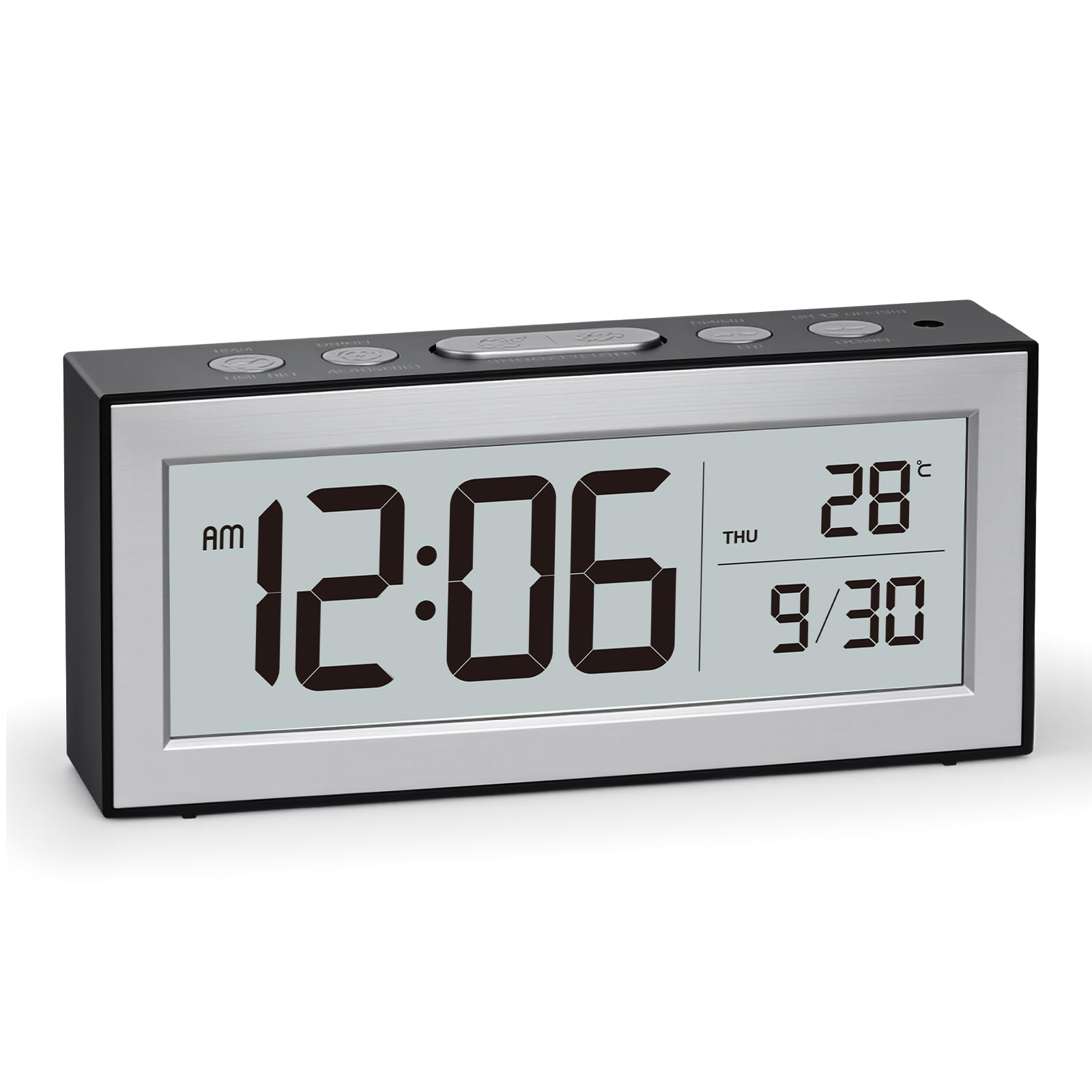ALANAS Battery Operated Alarm Clock, Portable Digital Clock with Large Display, Snooze, Temperature & Date, Auto-Dim Night Light