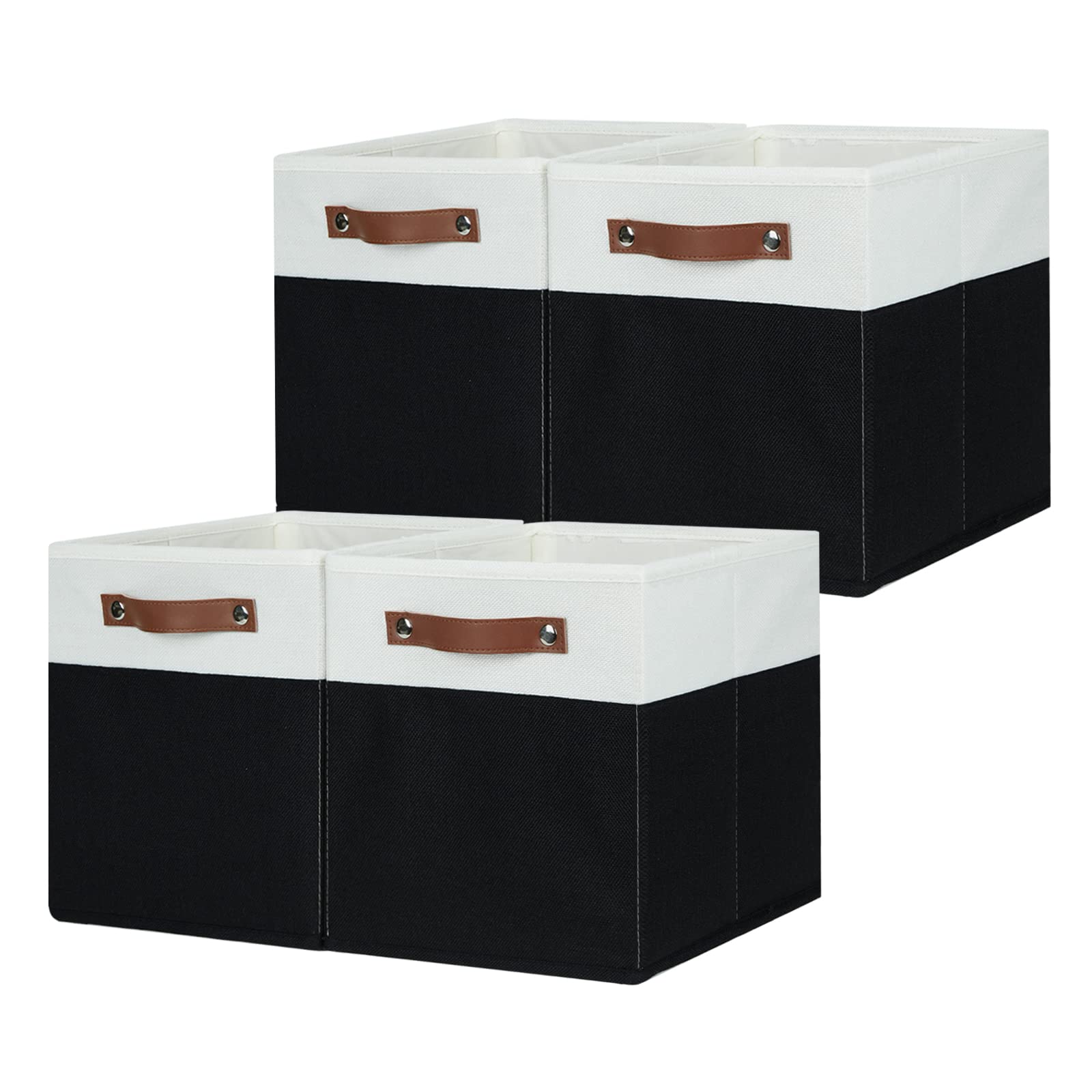 Hnzige Cubes Storage Bins Set Of 4,11 X 11 Fabric Storage Cube Baskets For Storage,Decorative Storage Bins For Shelves With Hand
