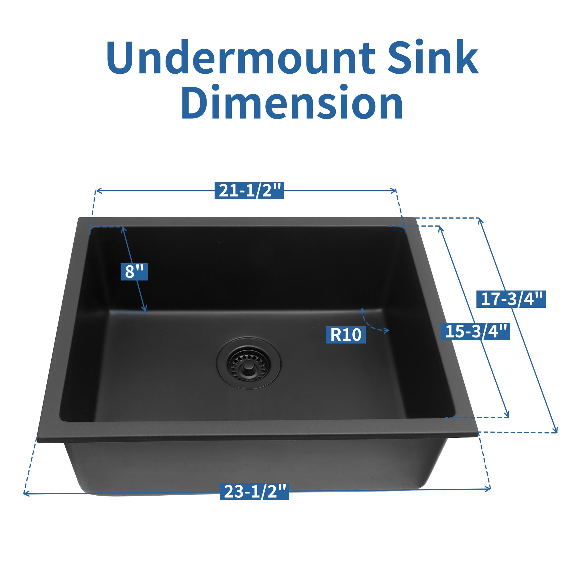 Monsinta Bar Sink, Undermount Kitchen Sink, 23 Inch Matte Black Bar Sink, Bar Sink Undermount With Accessories, Granite Kitchen