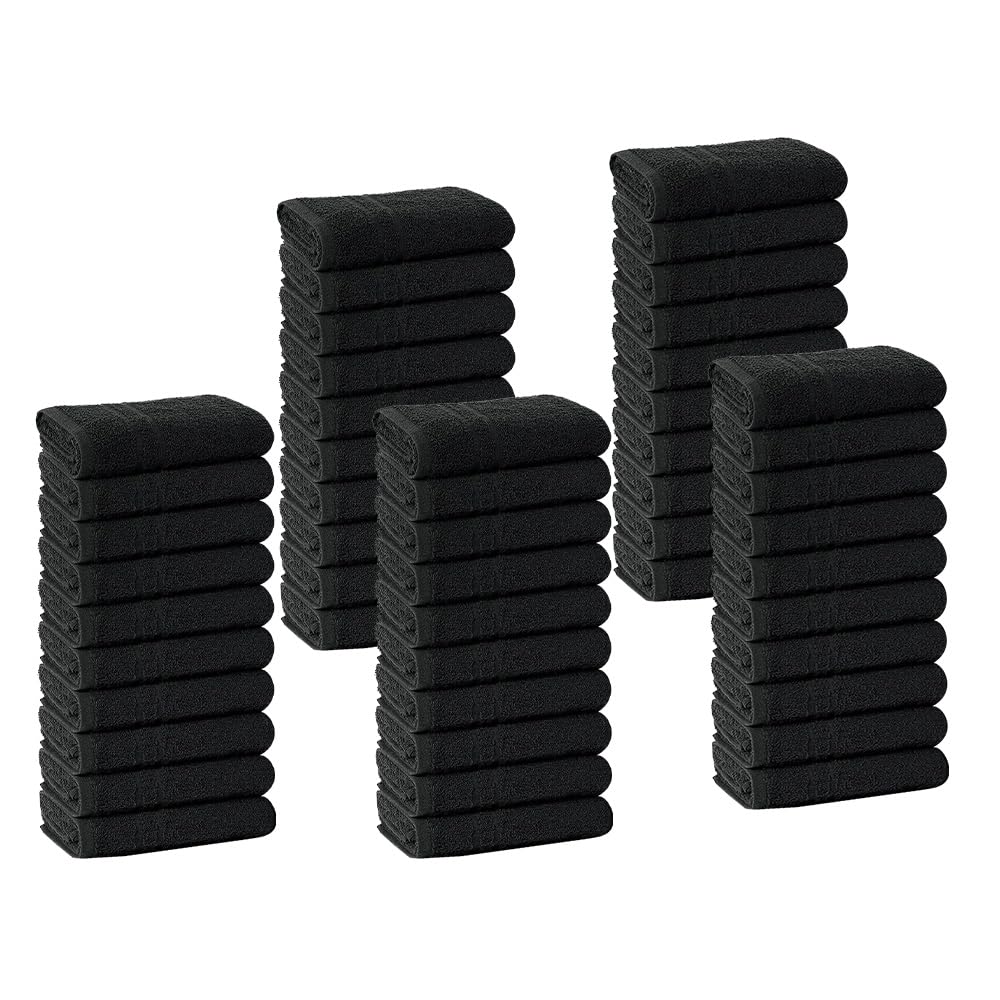 TOALLA Salon Towels - 50 Pack Black Hand Towels 100% Cotton Spa Towels - 16x27 inches Highly Absorbable Facial Towels Gym Towels