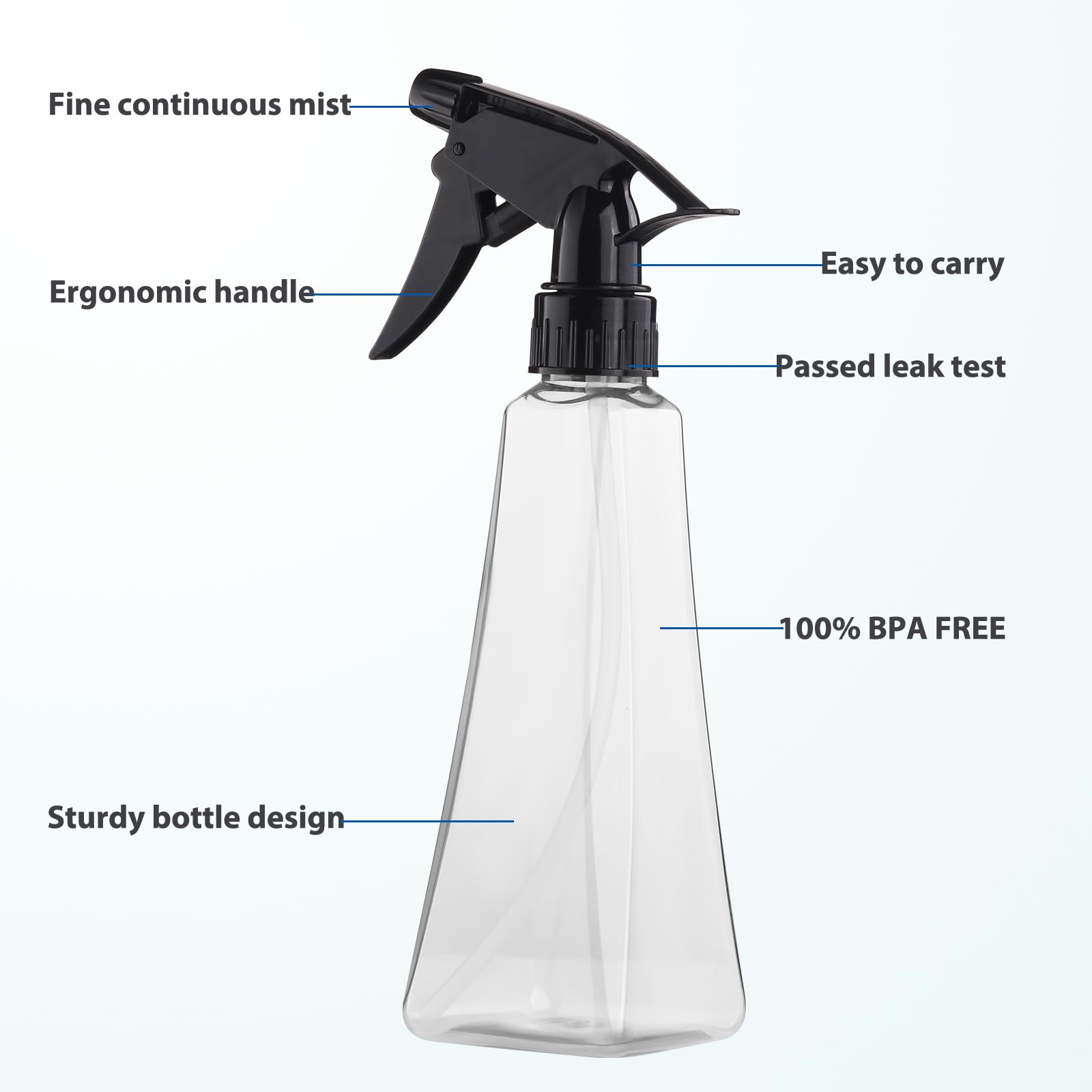 Spray Bottles (2-Pack, 12 Oz.) Mist/Stream, Plastic Water Spray Bottle For Hair, Plants, Cleaning, Cooking, Bbq, Pet - Empty Spr