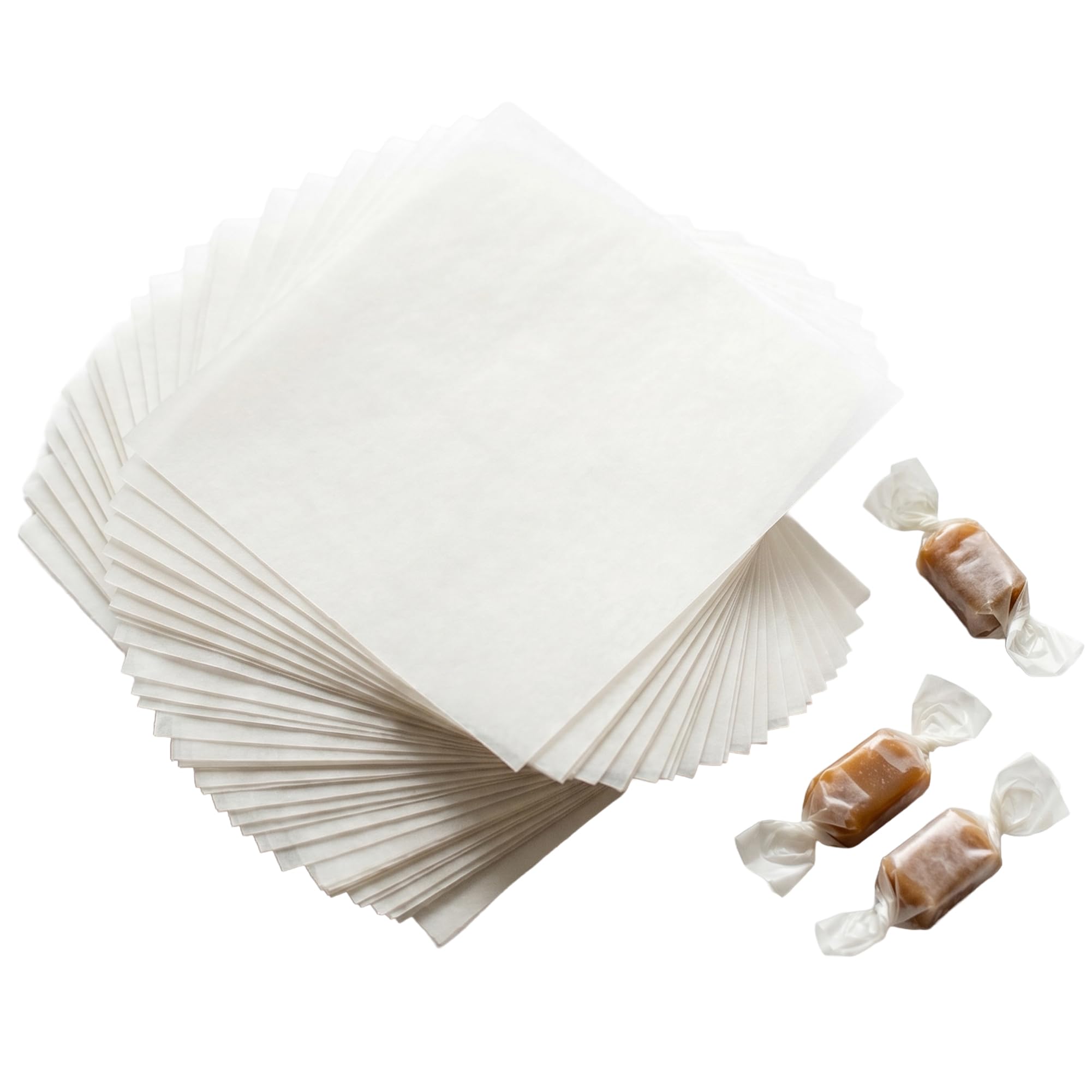 Wax Paper Candy Wrappers for Caramels (300 Pcs 5x5 in) - Wax Paper Sheets for Candy - Caramel Wrappers Nonstick - Pre Cut Parchm