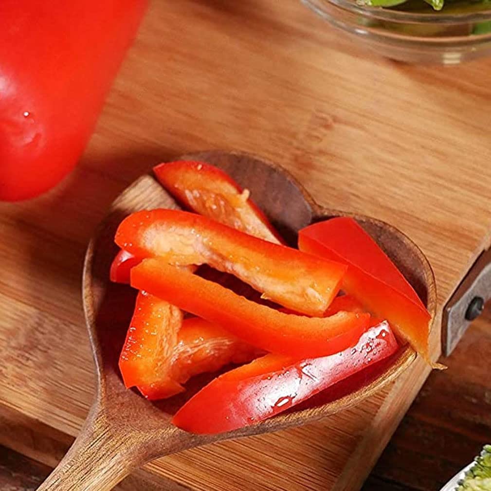1 Pack Wooden Heart Shaped Spoon Long Handle Wood Kitchen Utensils For Cooking Mixing