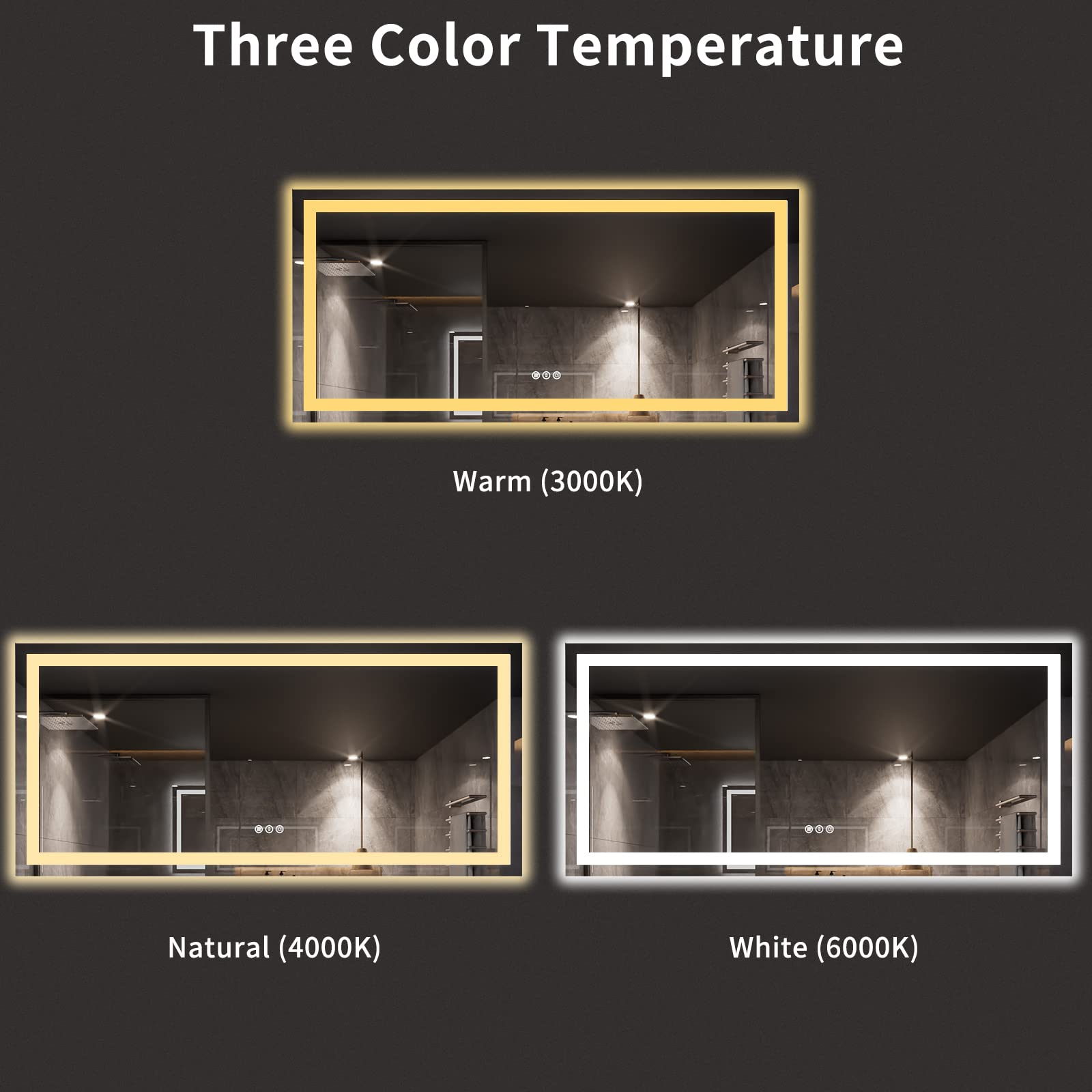 Loaao 77X36 Led Bathroom Mirror With Lights, Anti-Fog, Dimmable, Backlit + Front Lit, Lighted Bathroom Vanity Mirror For Wall, M