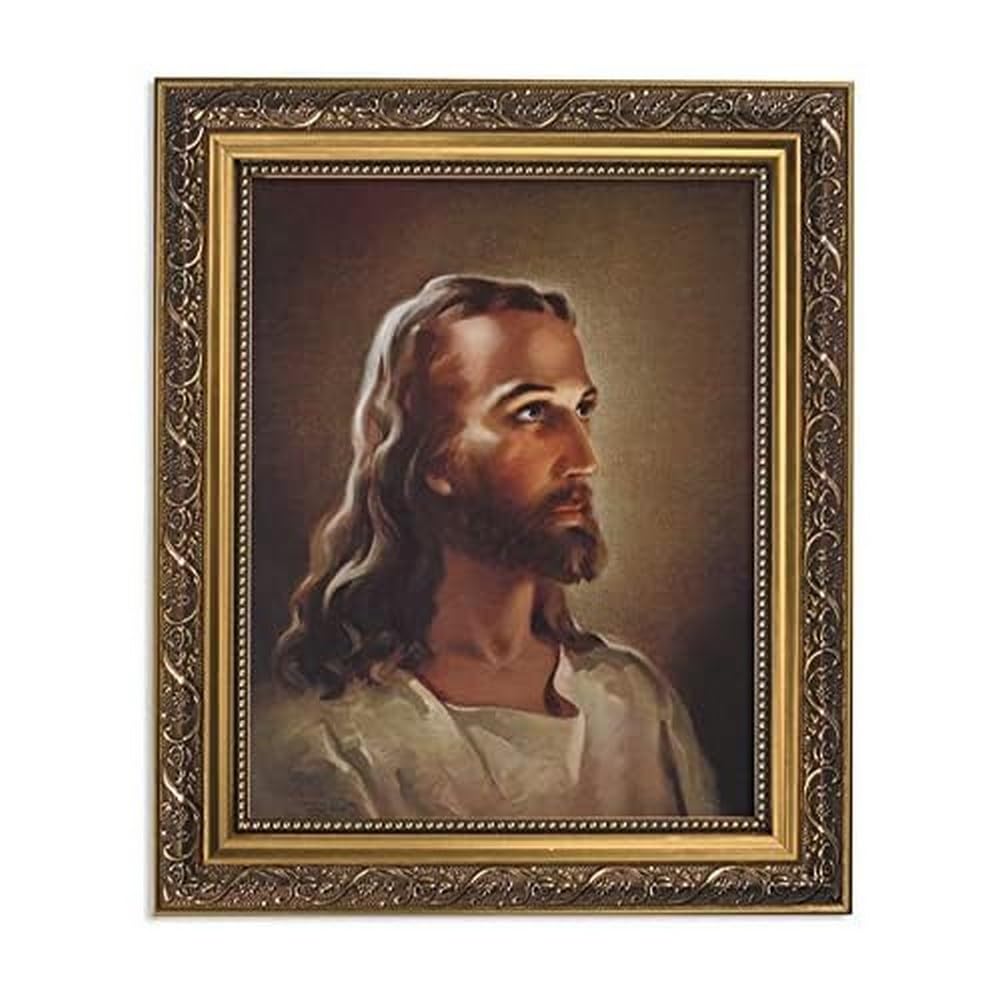 Christian Brand Inspirational Print The Head Of Christ-Sallman, 13-Inch, Ornate Gold Frame, 1.50'' X 11.00''