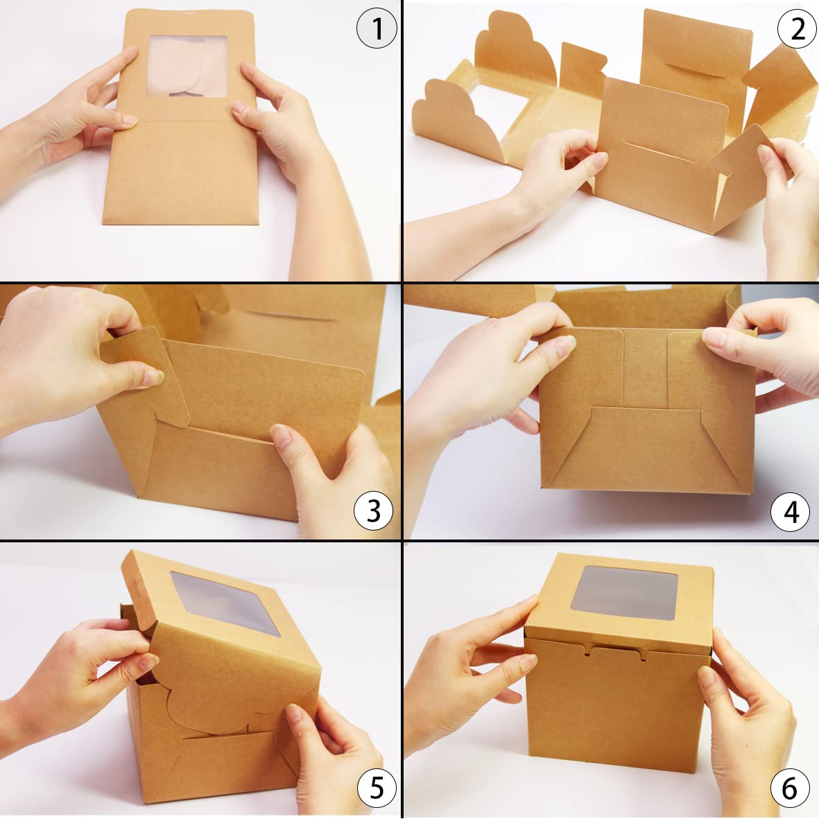 Pqzkldp 10Packs 8X8X5 Inches Brown Kraft Cake Boxes With Window, Gift Packing, Bakery Boxes, Dessert, Pastry, Cupcake, Pie Cooki