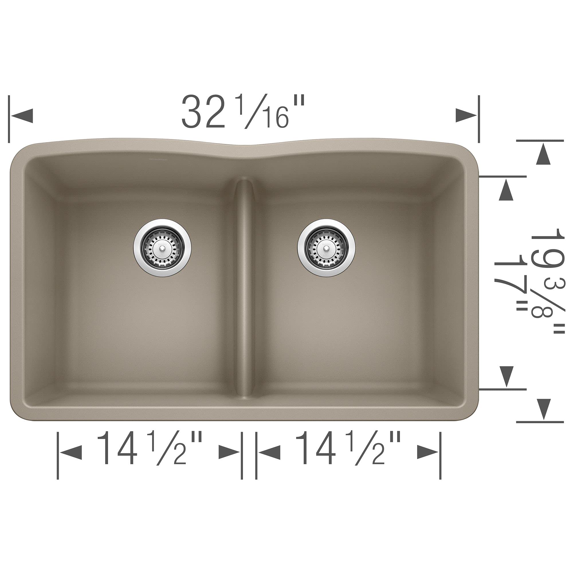 Blanco Diamond Equal Double Low Divide Undermount - Truffle