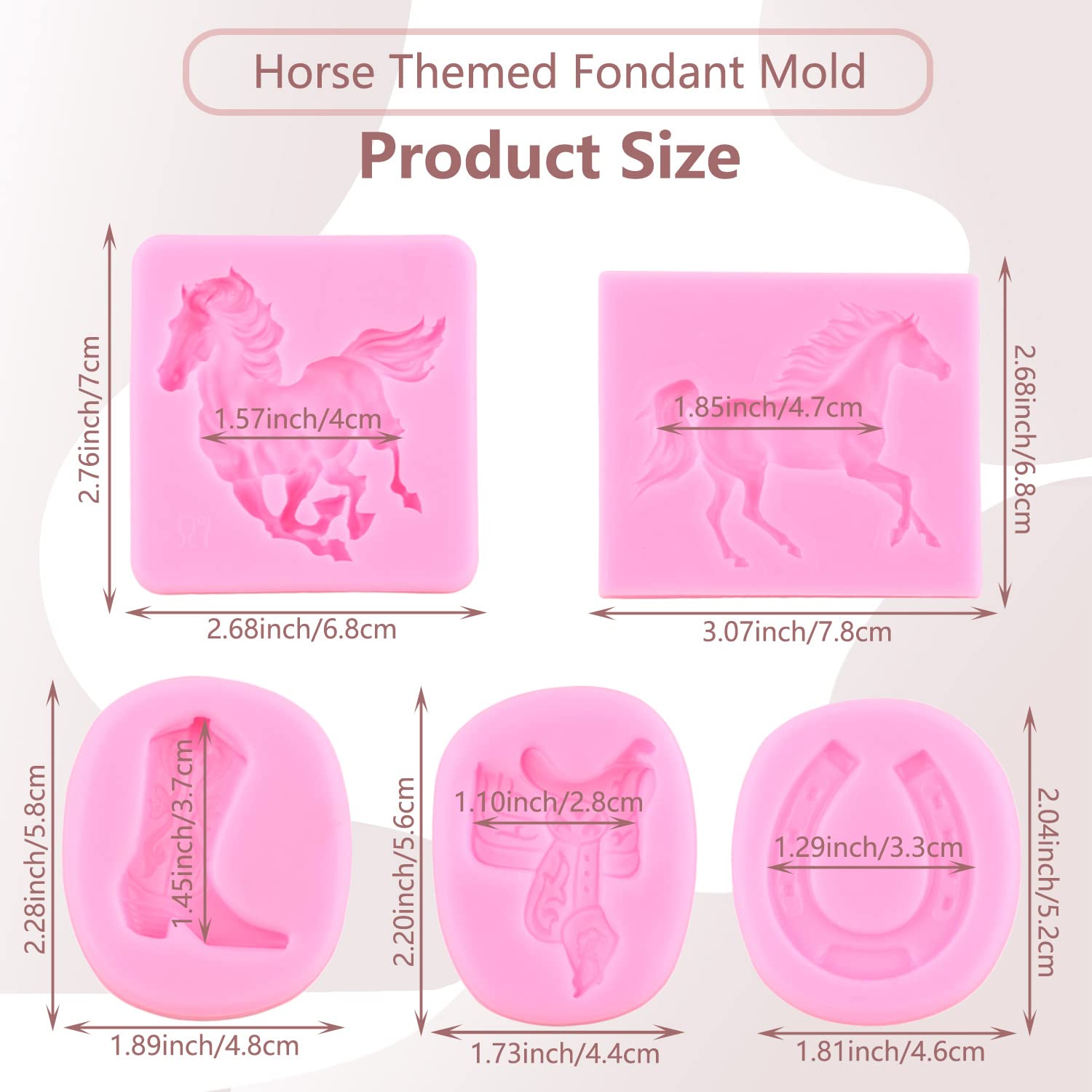 Miyahouse Horseshoe Silicone Mold Horse Fondant Molds Saddle Mold Cowboy Boot Mold For Cake Decorating Cupcake Topper Candy Poly