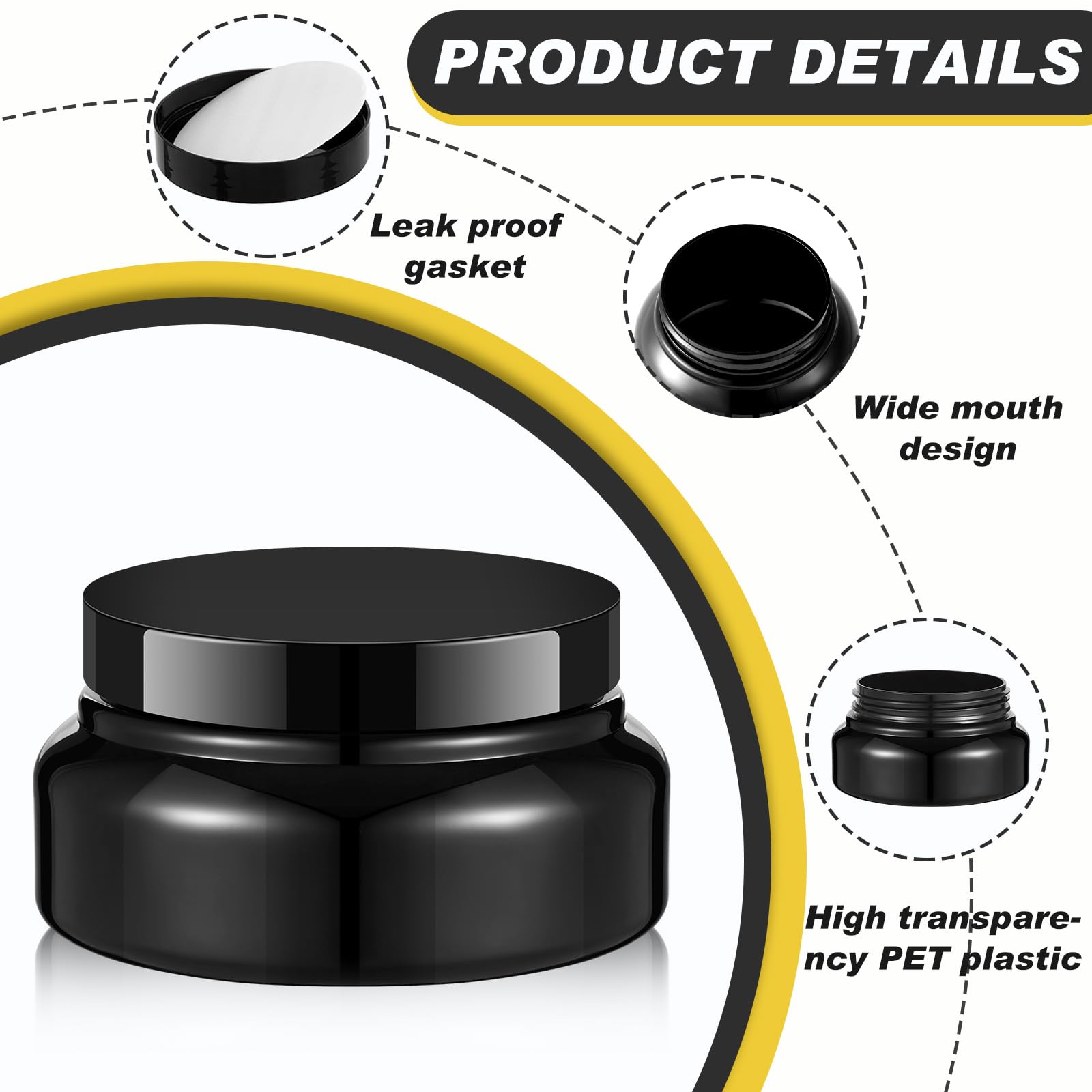 Didaey 36 Pack 5 Oz Round Wide-Mouth Leakproof Plastic Container Jars With Lids Refillable Plastic Cosmetic Containers For Kitch