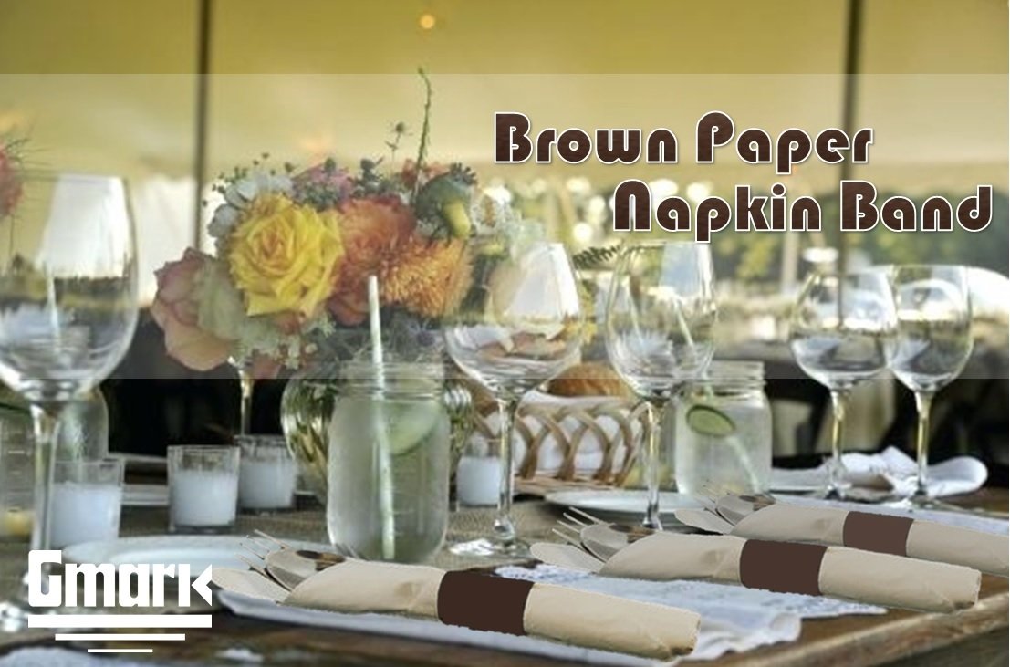 Gmark Paper Napkin Band Box Of 500 (Brown), Paper Napkin Rings Self Adhesive Gm1052A