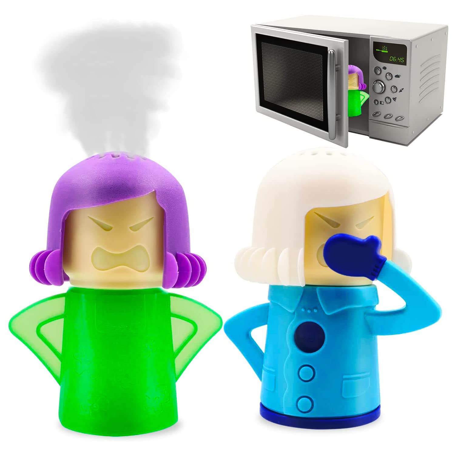 Abnaok Angry Mom Microwave Cleaner And Chilly Mama Fridge Deodoriser 2Pcs Easily Clean In Minutes For Home Or Office With Englis