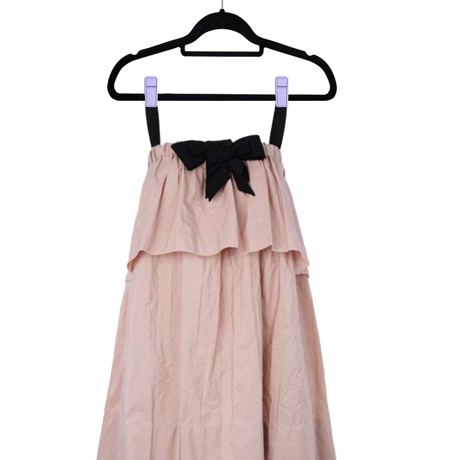 Kiseer Plastic Baby Hanger Clips, 40 Pcs Slim-Line Finger Clips Set Clothes Hanger Velvet Hanger (Purple)