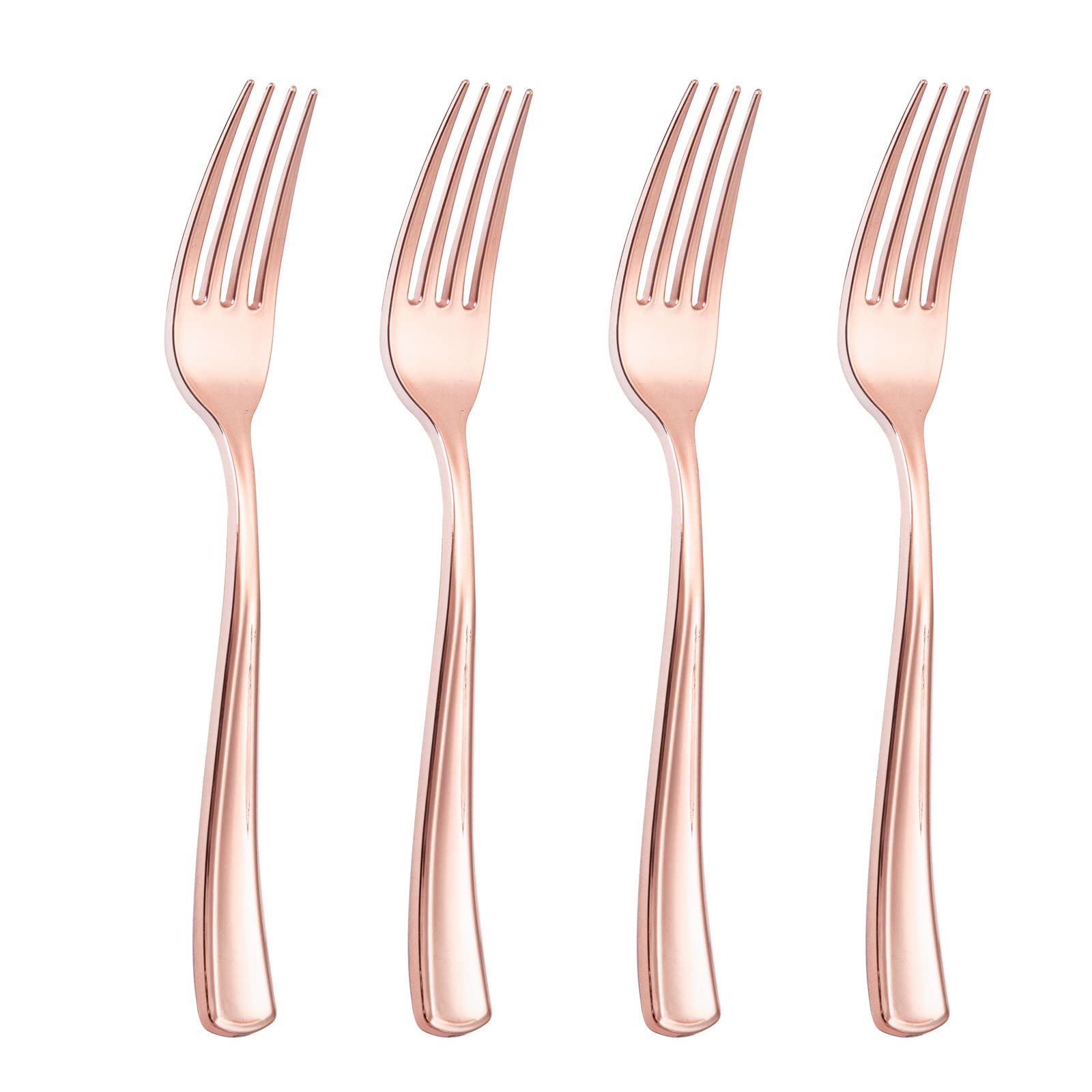 Liacere 200 Pack Rose Gold Forks Disposable - 7.4 Inch Heavy Duty Plastic Forks - Heavyweight Rose Gold Plastic Forks - Rose Gol