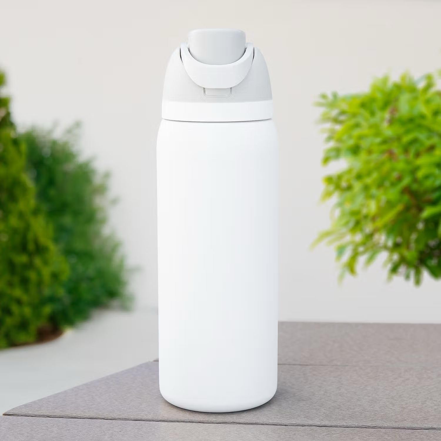 Stainless Steel Water Bottle 32 Oz With Flip Lid And Carry Loop (White, 960 Ml)