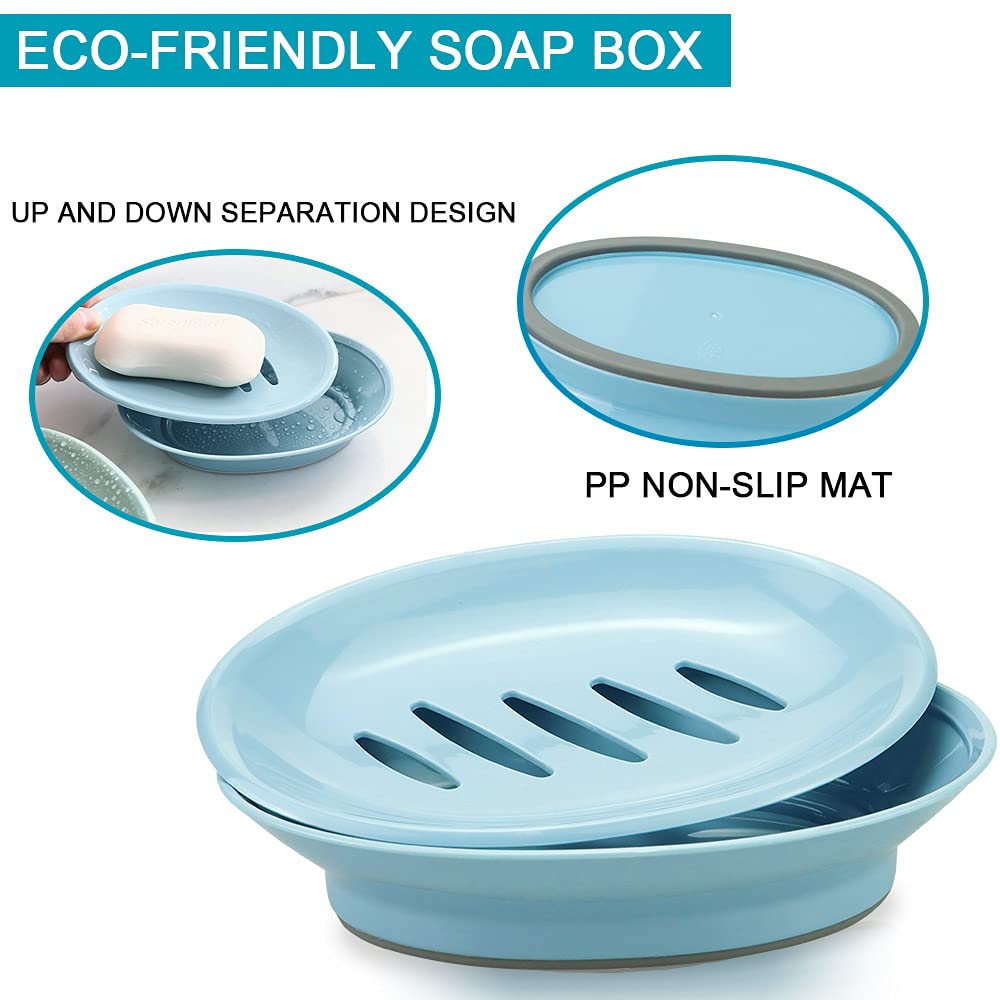 Tcotbe 2 Pack Soap Dishes,Removable Soap Drainers Plastic Soap Holder,Plastic Simple Double Compartment Drain Soap Box,Soap Save