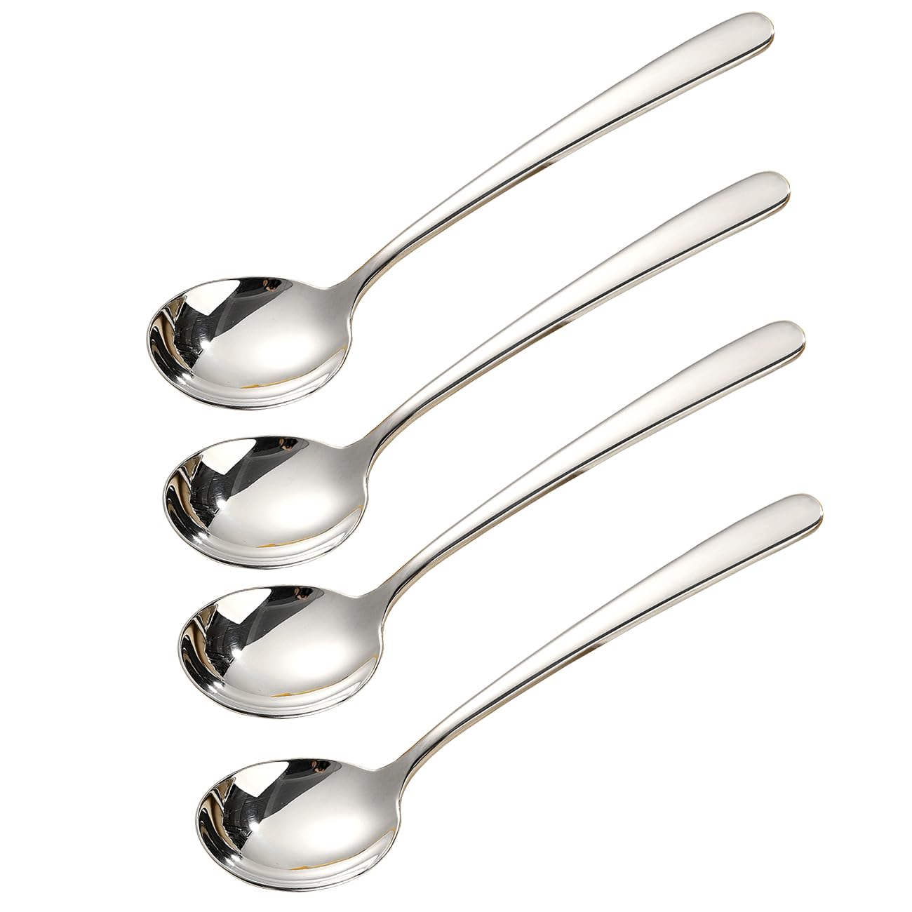 Wenkoni Soup Spoons, 4-Piece Large Round Spoons,7.8 Inch Sus 304 Stainless Steel Bouillion Spoons