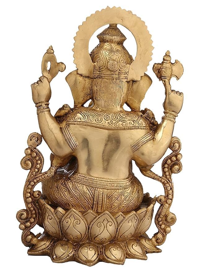 Fasherati Mangalkari Ganesha Brass Statue, Ganesha Idol Brass Big, Ganesh Ji Murti For Home, Office, And Pooja Room (Height 11.5