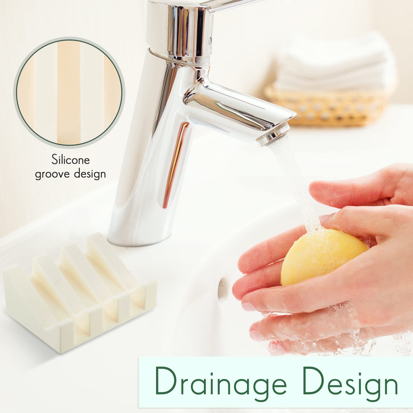 2 Pieces Silicone Soap Dish Self Draining Soap Dish Shower Waterfall Bar Soap Holder Tray With Drain Soap Saver For Kitchen Bath