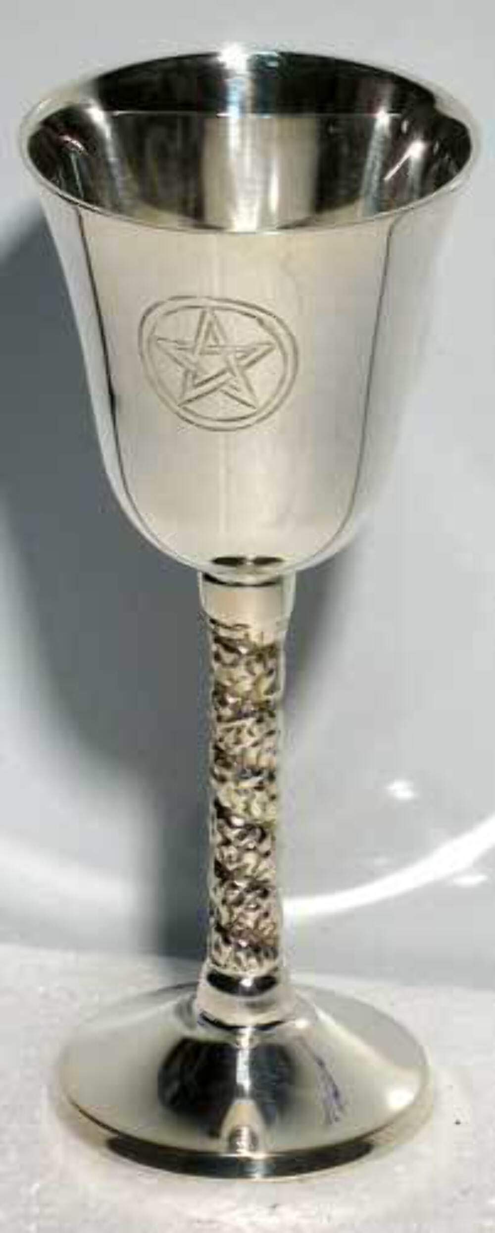 Pentagram Chalice 5 High~ Silver Plated 100% Solid Brass by New Age Imports, Inc.