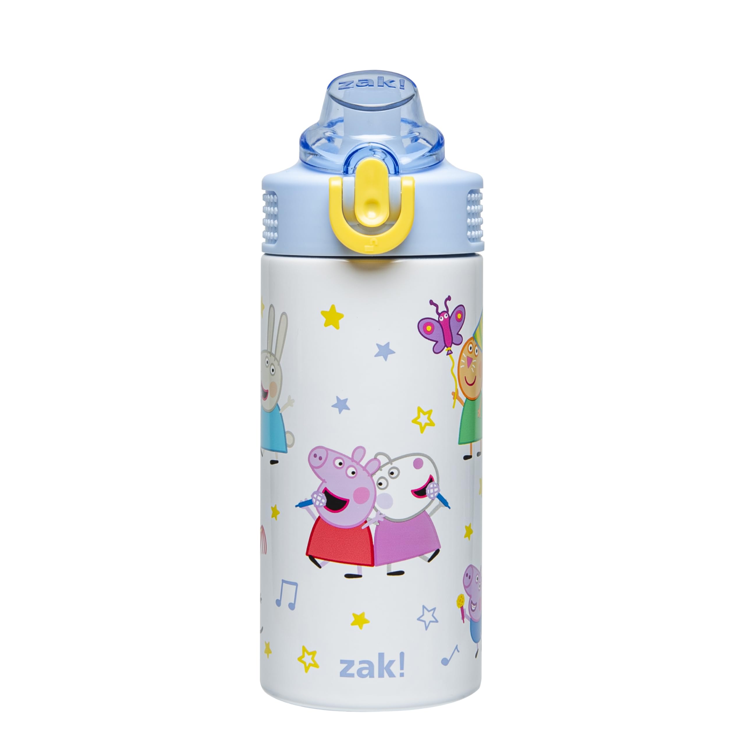 Zak Designs Peppa Pig Sage Kids Water Bottle For School or Travel, 14oz Stainless Steel Water Bottle With Straw, Handle, and Lea
