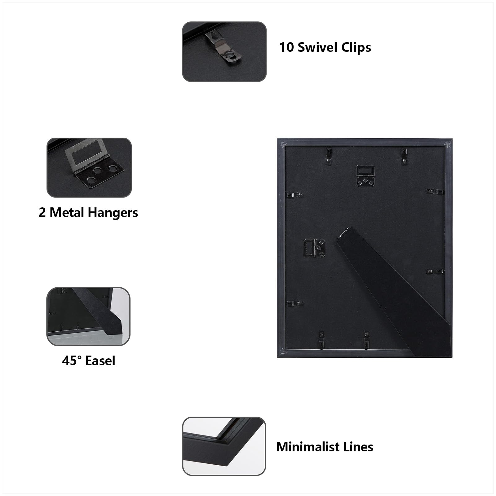 CORE ART 11x14 Picture Frame, Black Picture Frames 8x10 with Mat or 11 x 14 without Mat for Wall or Tabletop Display, 2 Pack