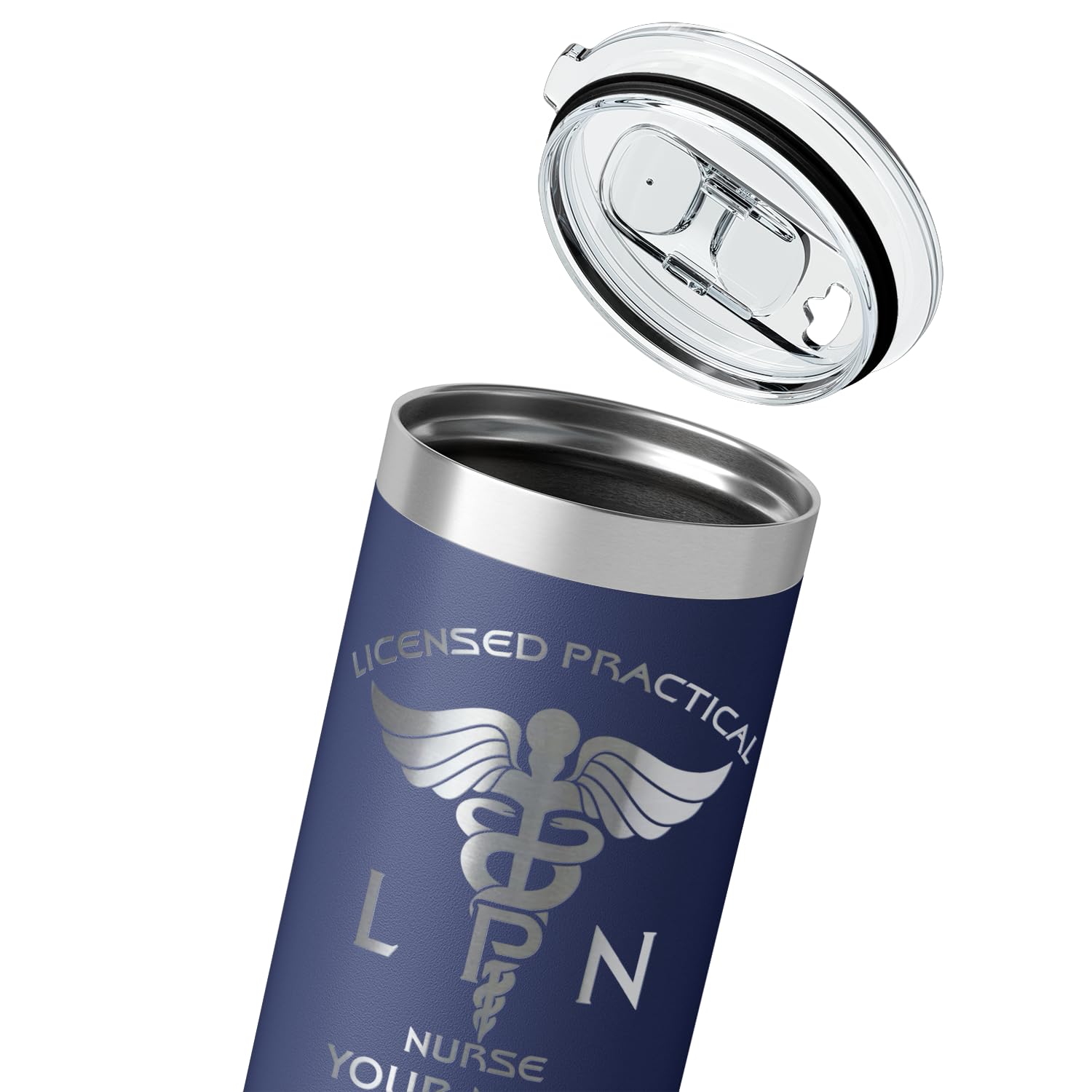 Personalized Lpn Licensed Practical Nurse Gift On Navy Blue 22 Oz Stainless Steel Skinny Tumbler Custom Engraved Gifts For Men A