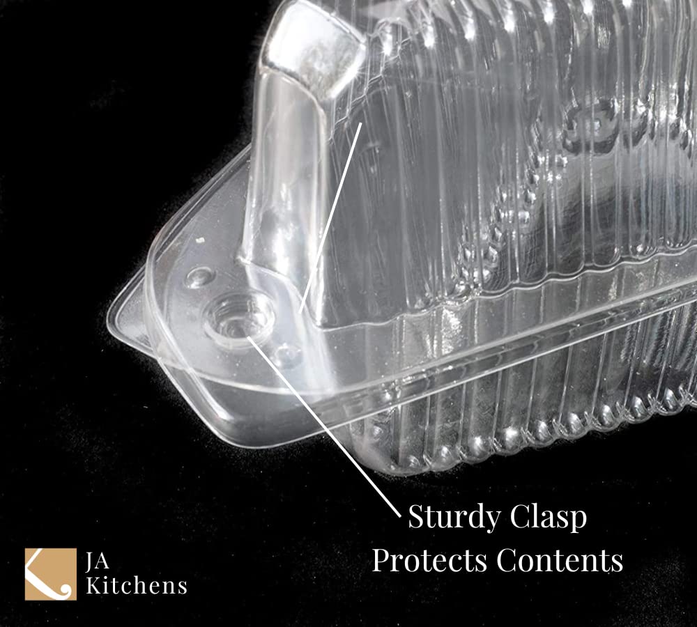 Ja Kitchens Hinged, Clear Single-Slice Pie/Cake/Cheesecake Container (High Dome Lid) - 20 Pieces