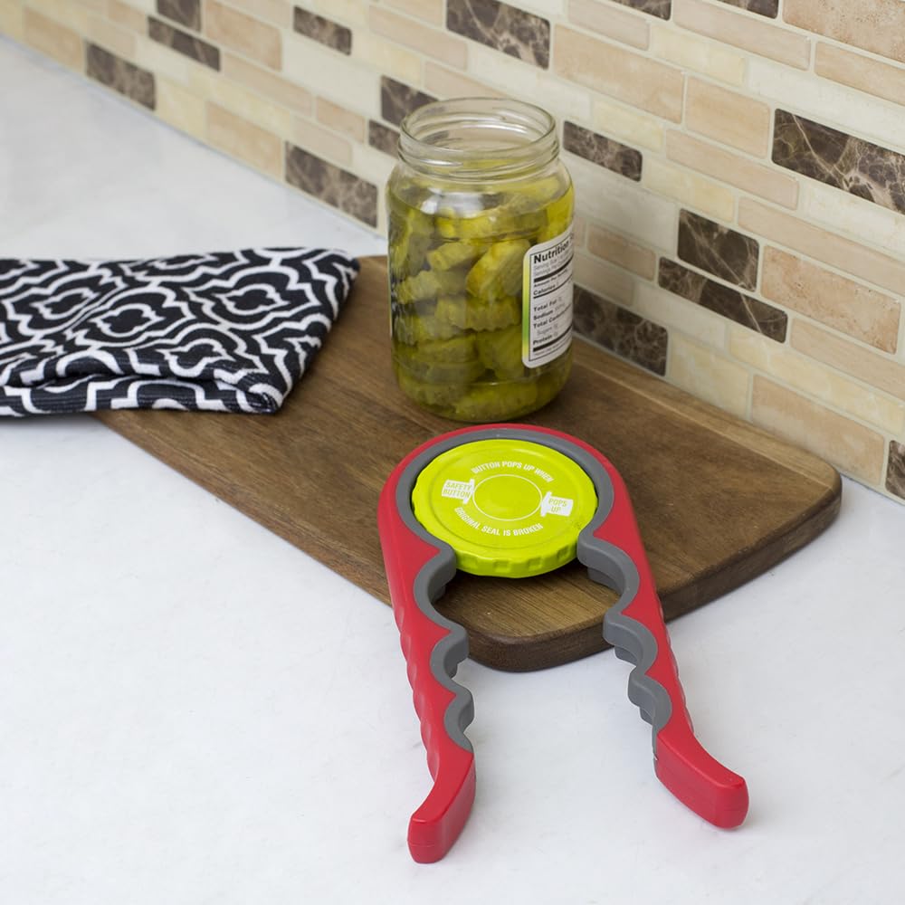 Home Basics Plastic Multi-Function, Red Jar Opener, One Size