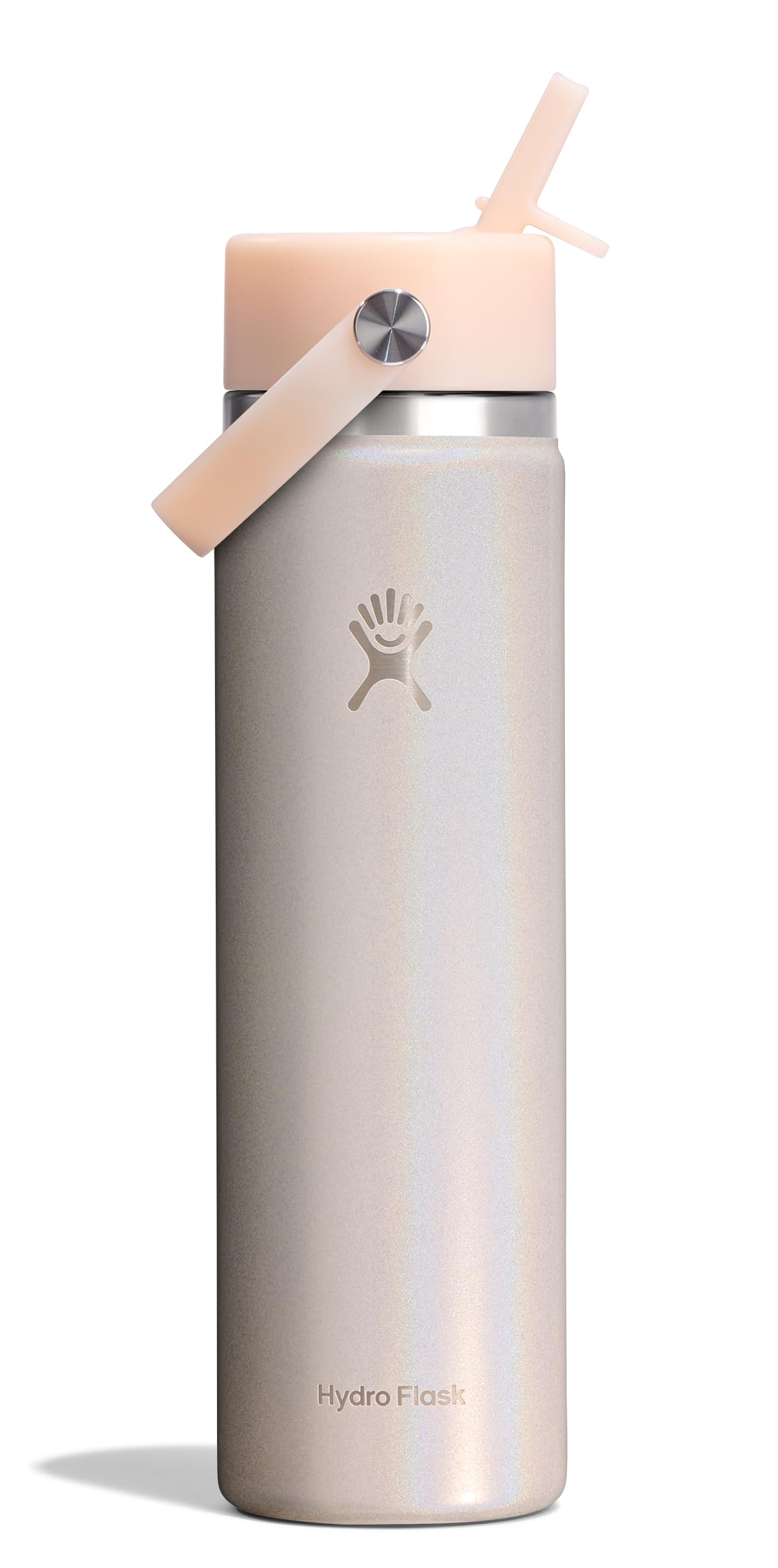 Hydro Flask Water Bottle - Insulated Stainless Steel - Wide Straw Lid, Non-Spill, Leakproof in 24 Oz Glimmer Cream