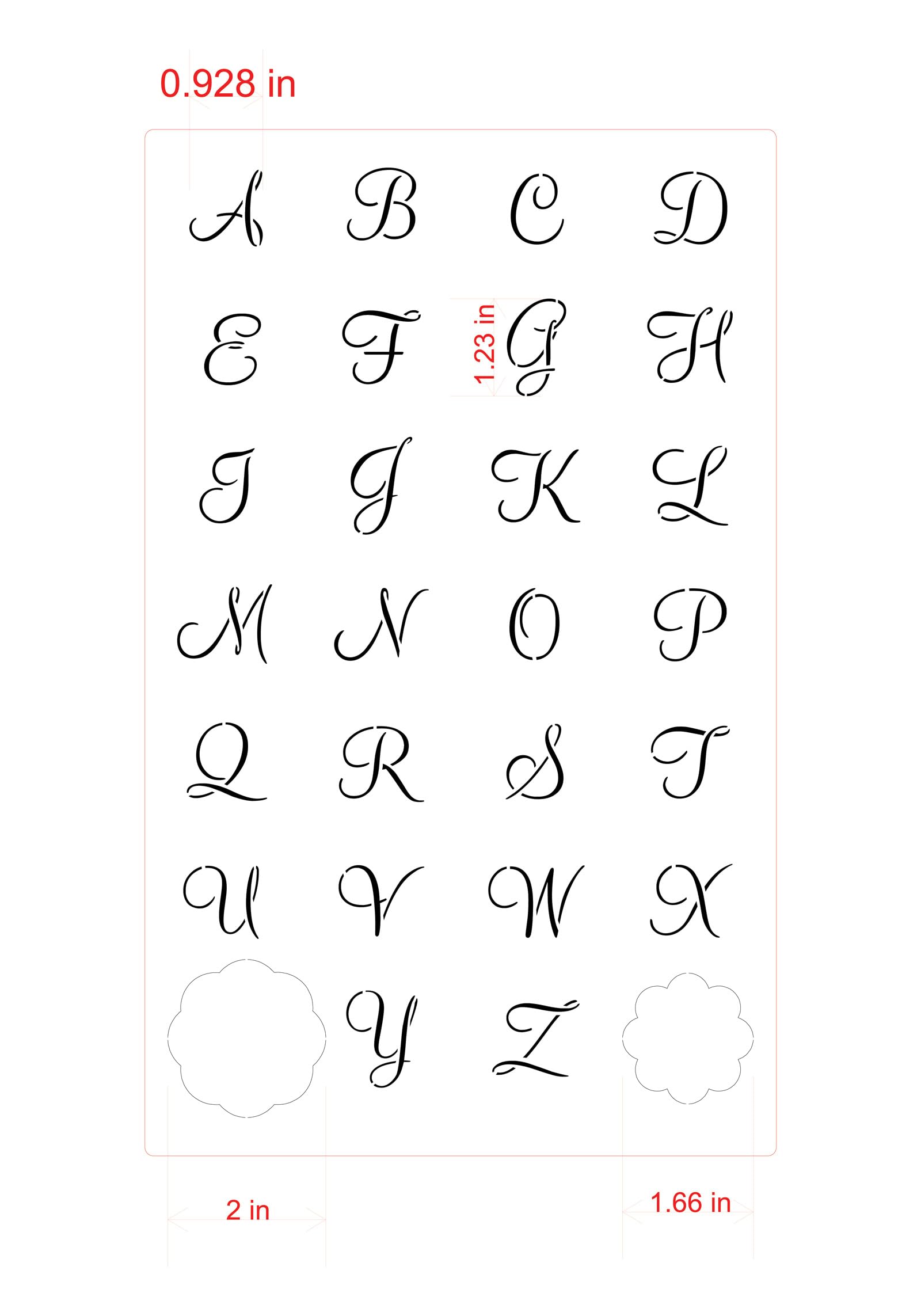 Designer Stencils Emily'S Mini Monogram Set Cookie Stencil, Beige/Semi-Transparent, 1 Inch Letters