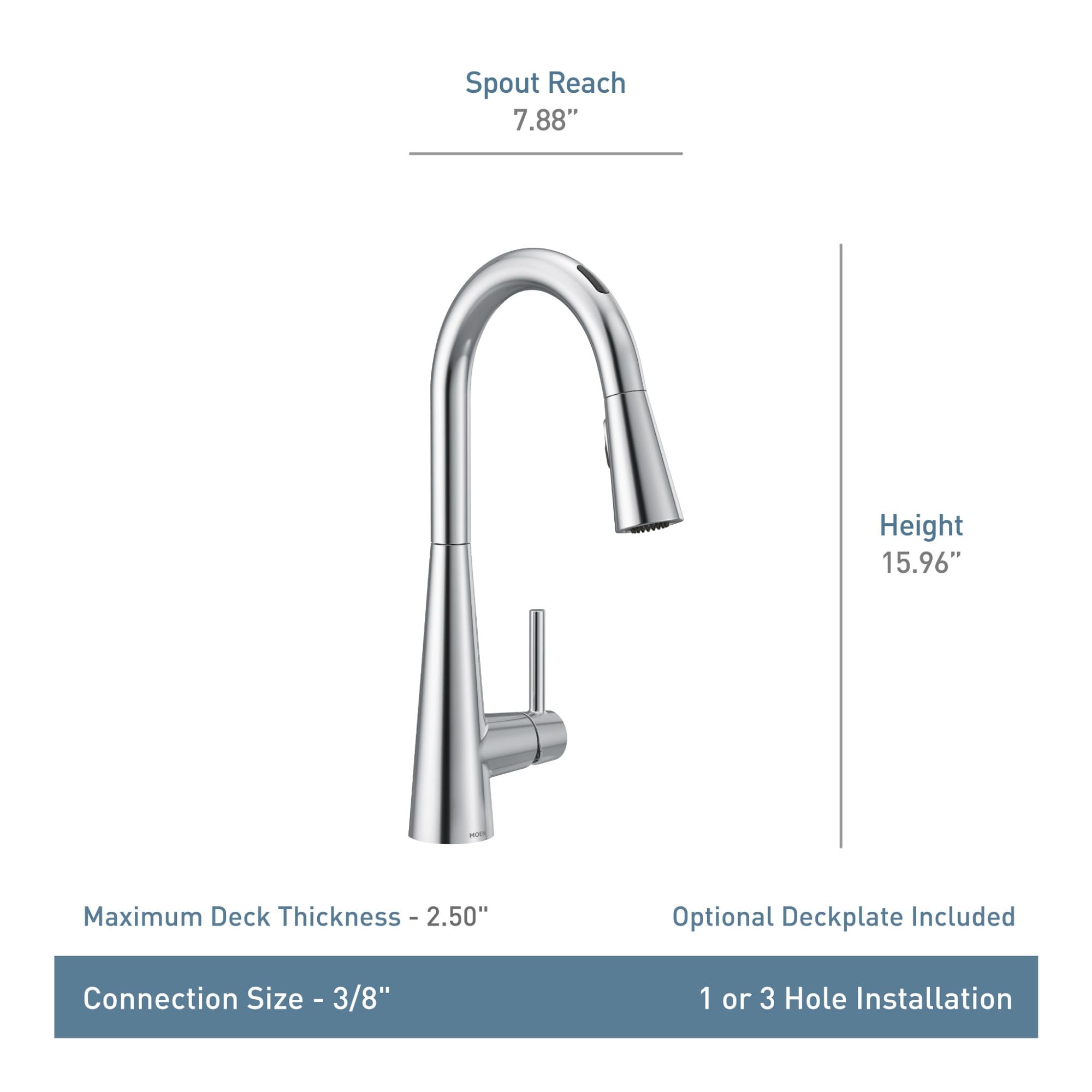 Moen Sleek Spot Resist Stainless One-Handle Smart Touchless Kitchen Faucet Pull Down Sprayer, Voice Control, And Power Boost, 78