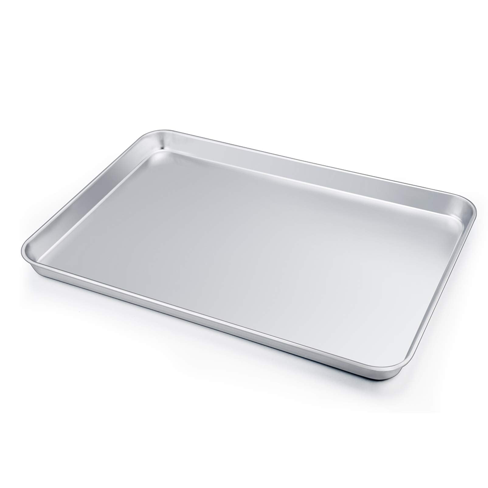 Large Baking Sheet, P&P Chef Stainless Steel Cookie Sheet Baking Pan Tray, Rectangle 16''X12''X1'', Healthy & Non Toxic, Mirror