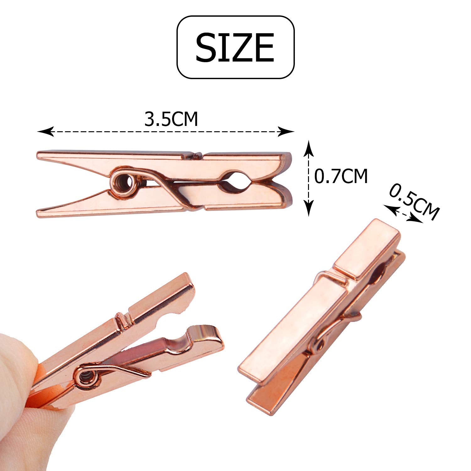 Jdesun 50 Pieces Photo Clips Mini Plastic Picture Paper Clip Clothespins Peg for Office Home Arts(Rose Gold)