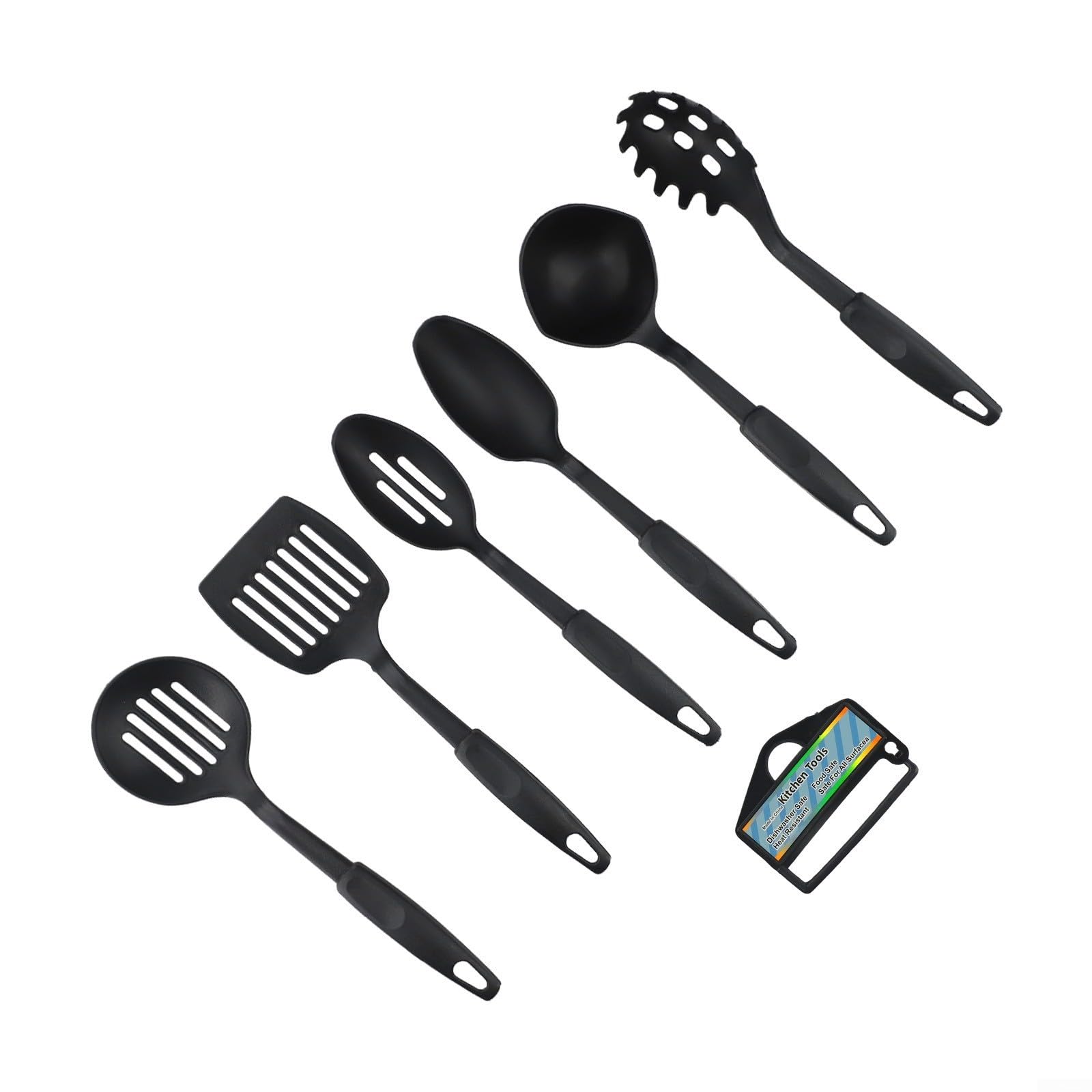 Zorsculpt 6Piece Nylon Kitchen Utensil Set, Heat Resistant Nonstick Cooking Tools with Spatula, Ladle, Skimmer and for Turner, 