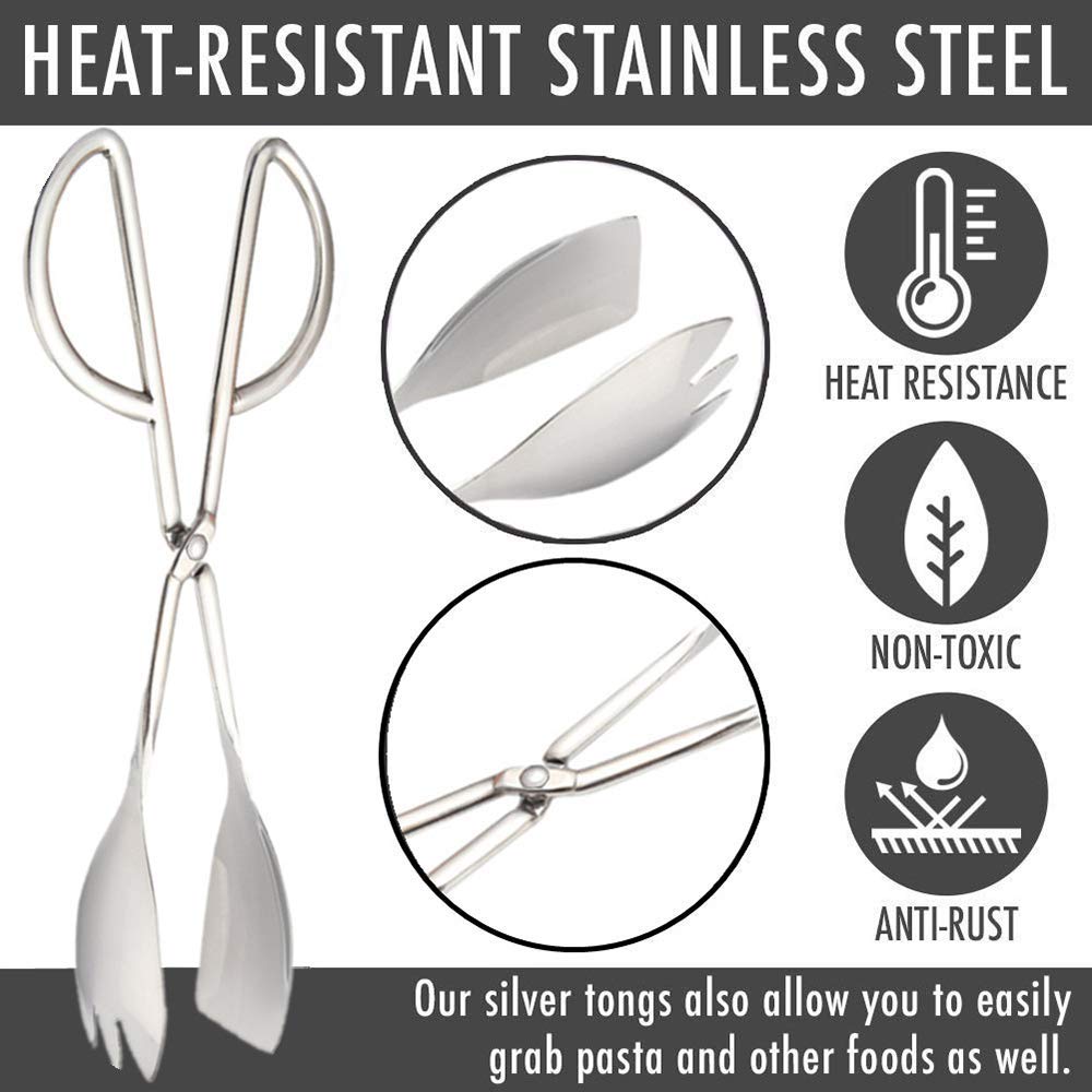 Buffet Tongs Salad Tongs Food Tongs Desserts Tongs Kitchen Tongs Stainless Steel Catering Serving Tongs Cake Tongs Bread Tongs (