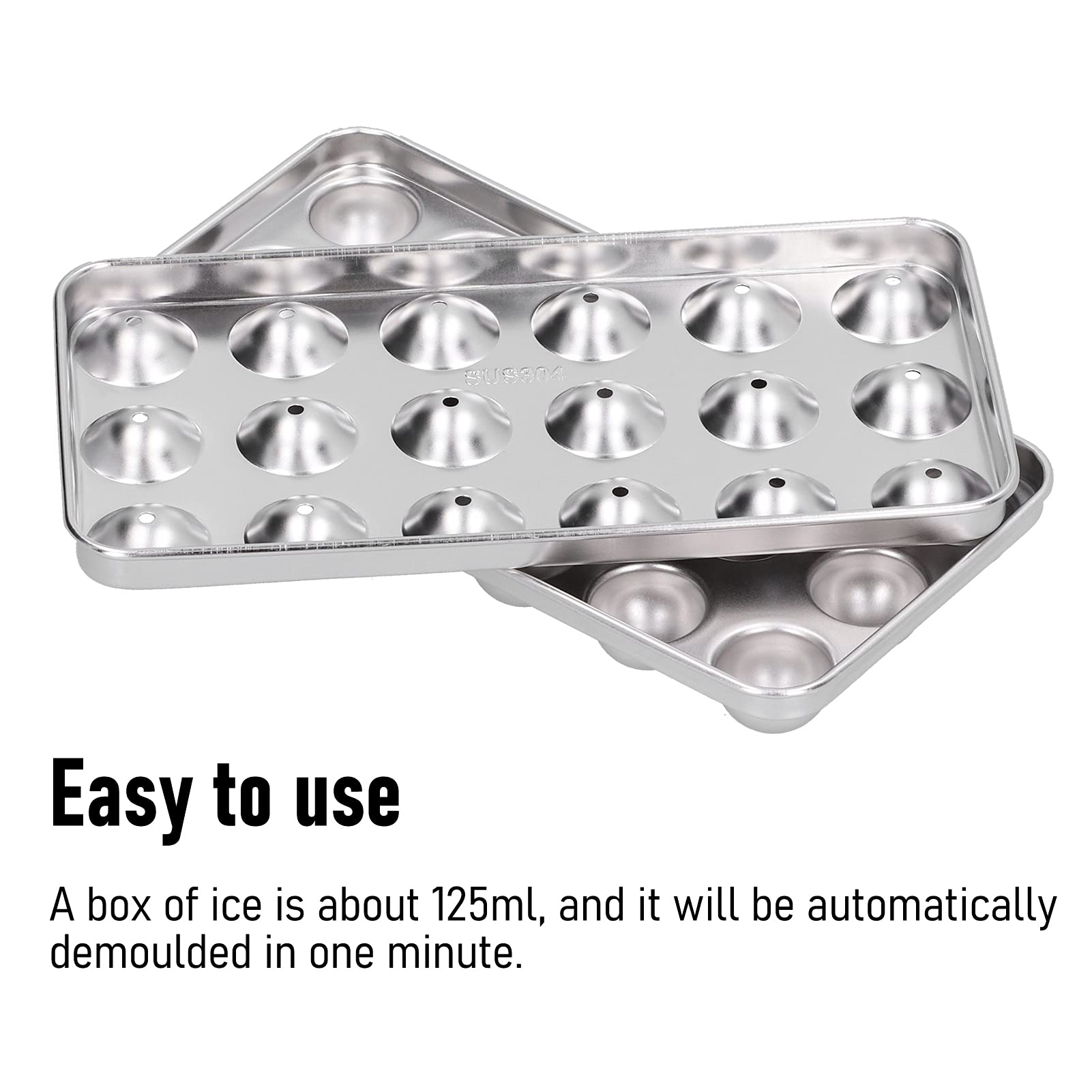 Ice Cube Trays, 304 Stainless Steel Ice Cube Tray With Lid Ice Making Tool For Home Summer Kitchen