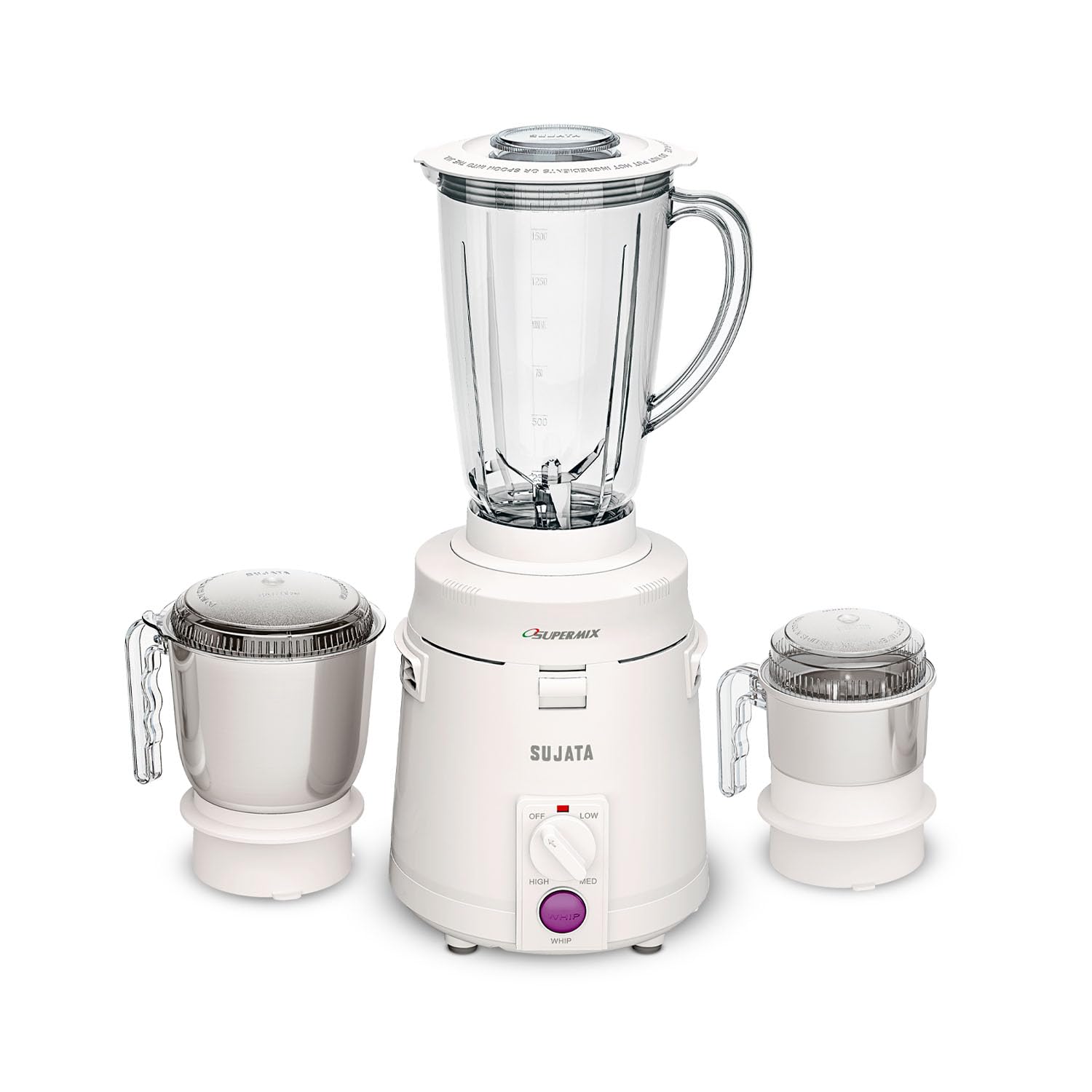 Sujata Supermix 900 Watts Mixer Grinder | 22000 Rotations Per Min | 90 Minutes Continuous Running | 3 Versatile Jars 1750 ml, 10
