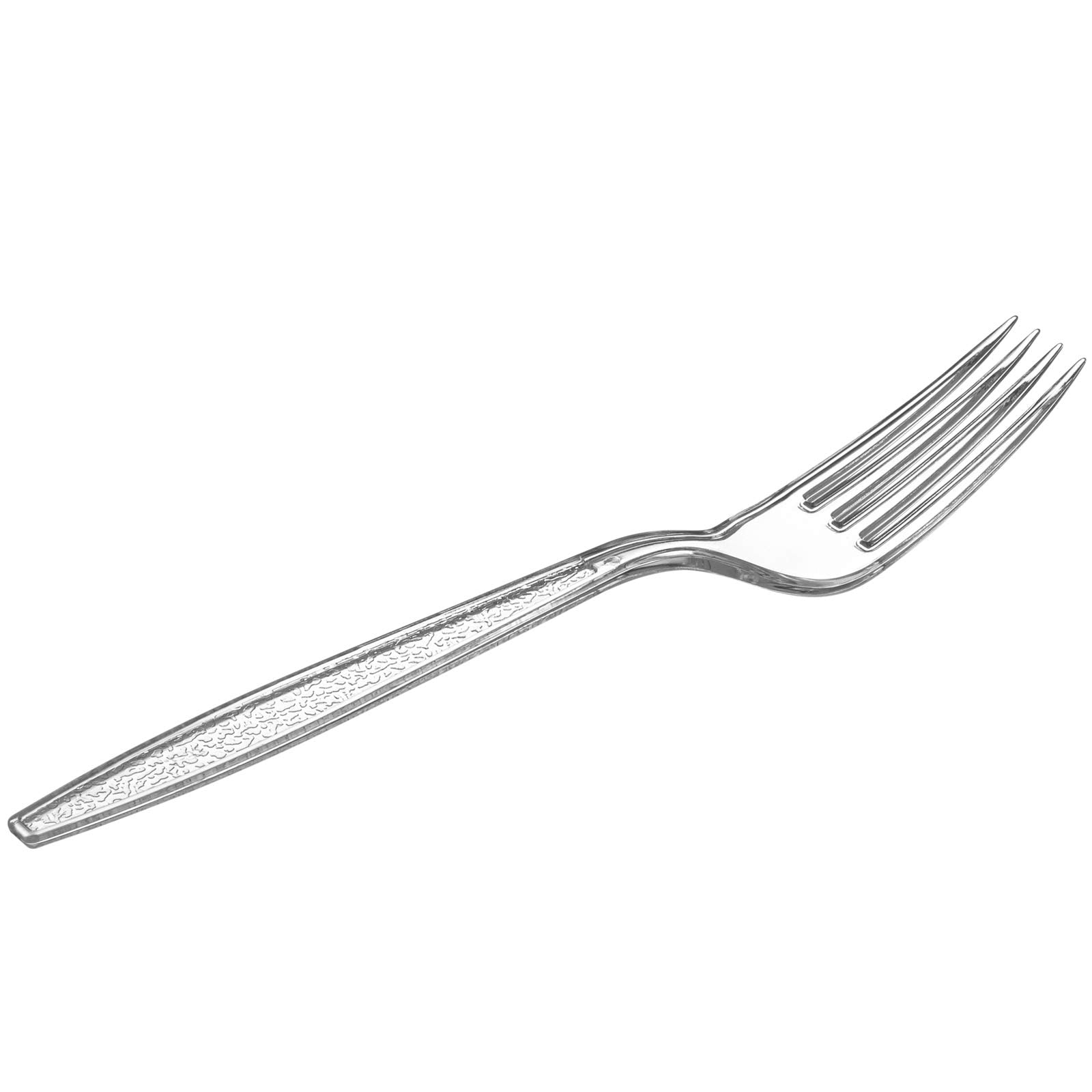 Comfy Package [100 Pack] Heavyweight Clear Plastic Forks With Engraved Design - Disposable Sturdy Plastic Utensils For Parties,