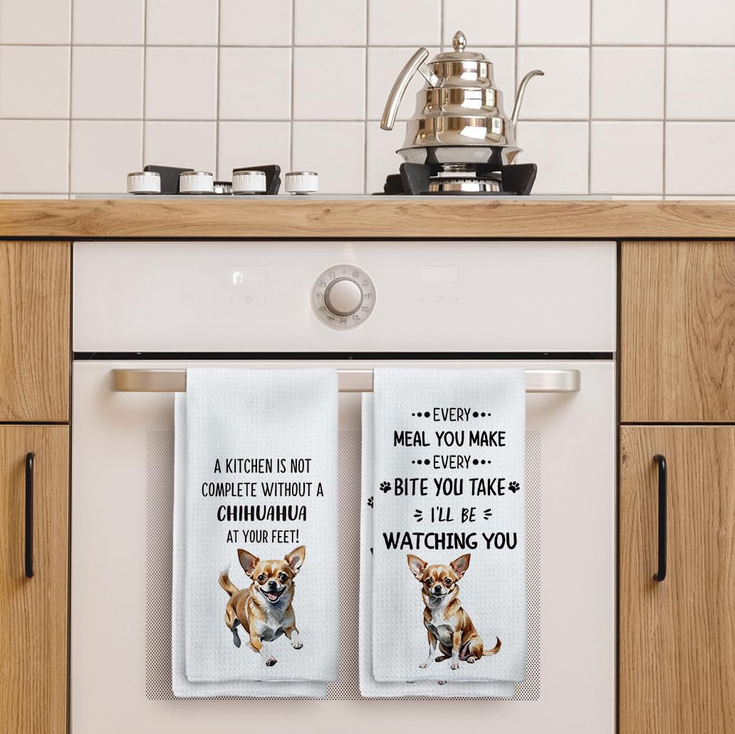 Tzhim Chihuahua Gifts Kitchen Towels Set Of 2, Chihuahua Gifts For Women, Chihuahua Dog Dishcloths Dish Towels Tea Towels, Chihu