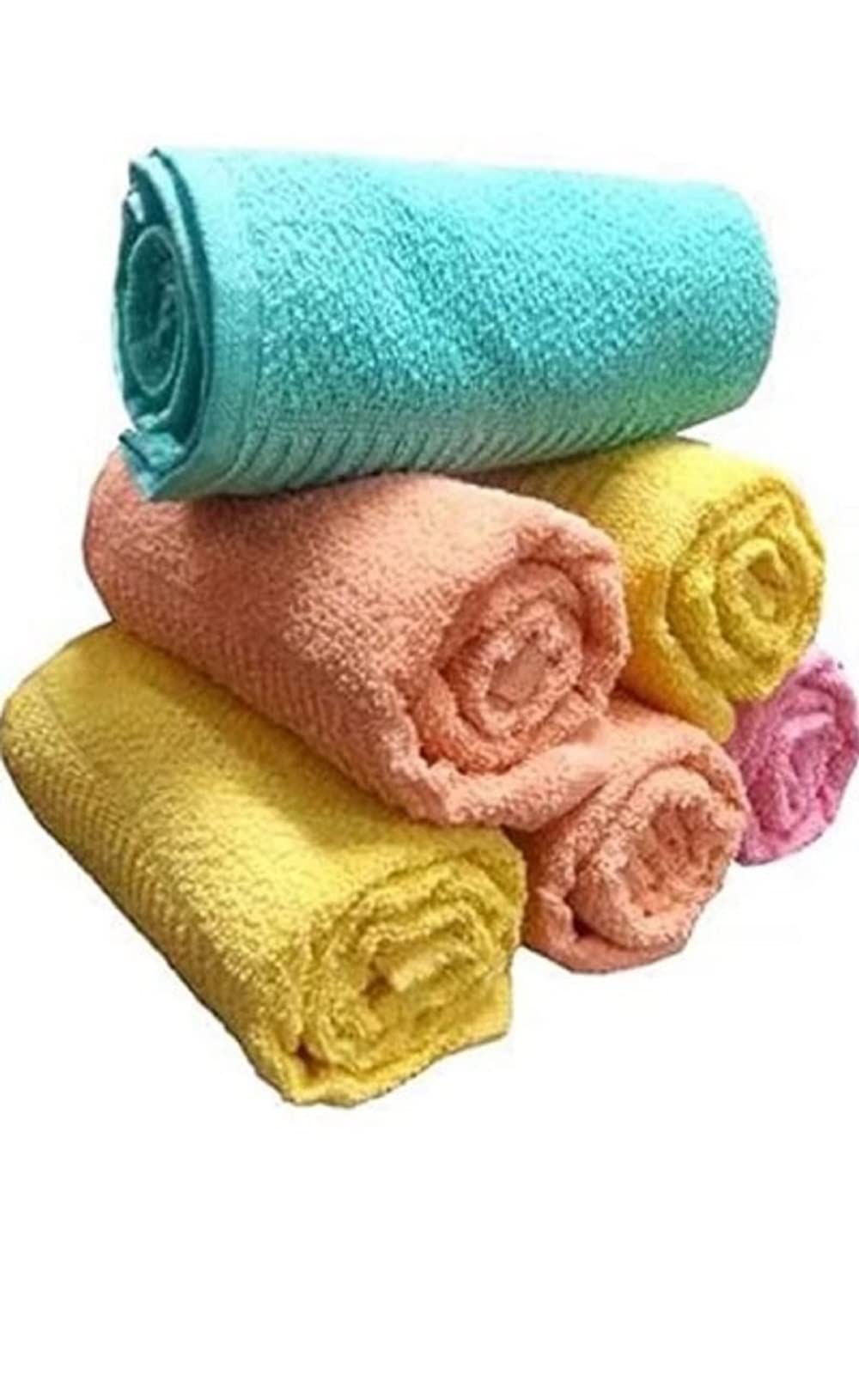 Ayus Cotton Hand Towel 450 Gsm, Multicolor (Pink, Green, Blue, Orange, Yellow, Brown) Ultra Soft And Super Absorbent (Set Of 6)