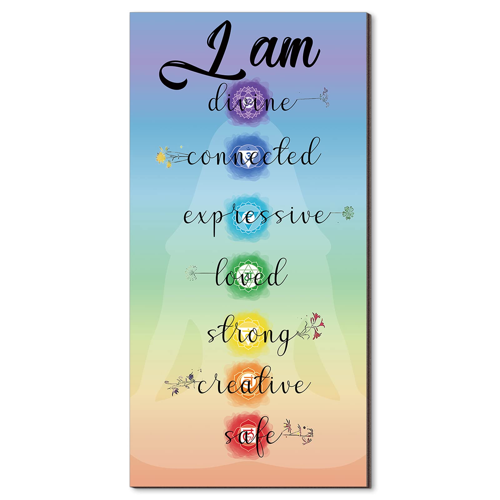 Chakra Quotes Sign Wall Decor Yoga Zen Wall Art Wooden Spiritual Decor Motivational Meditation Wall Art Zen Buddhism Spa Room De